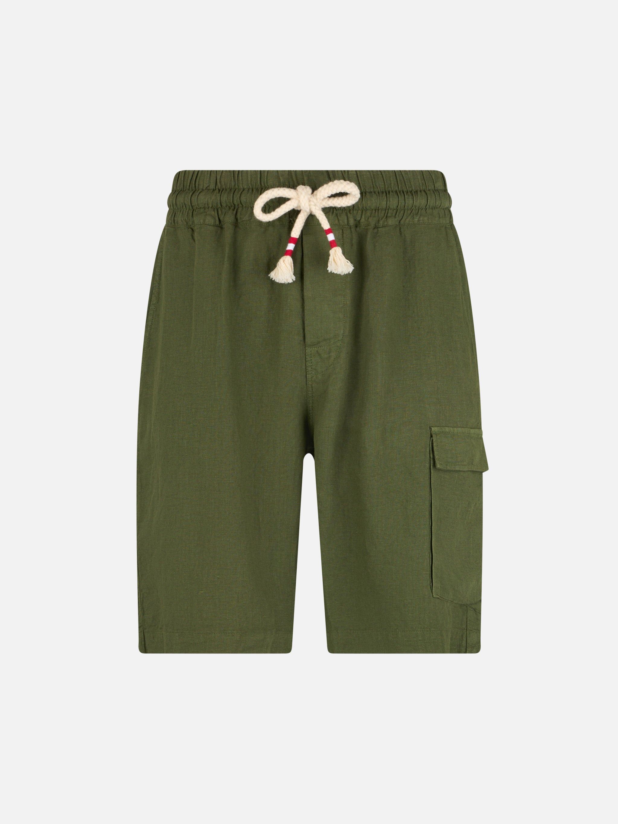 mc2-saint-barth-marseille-bermuda-uomo-in-puro-lino-verde-military-tinta-unita image 4