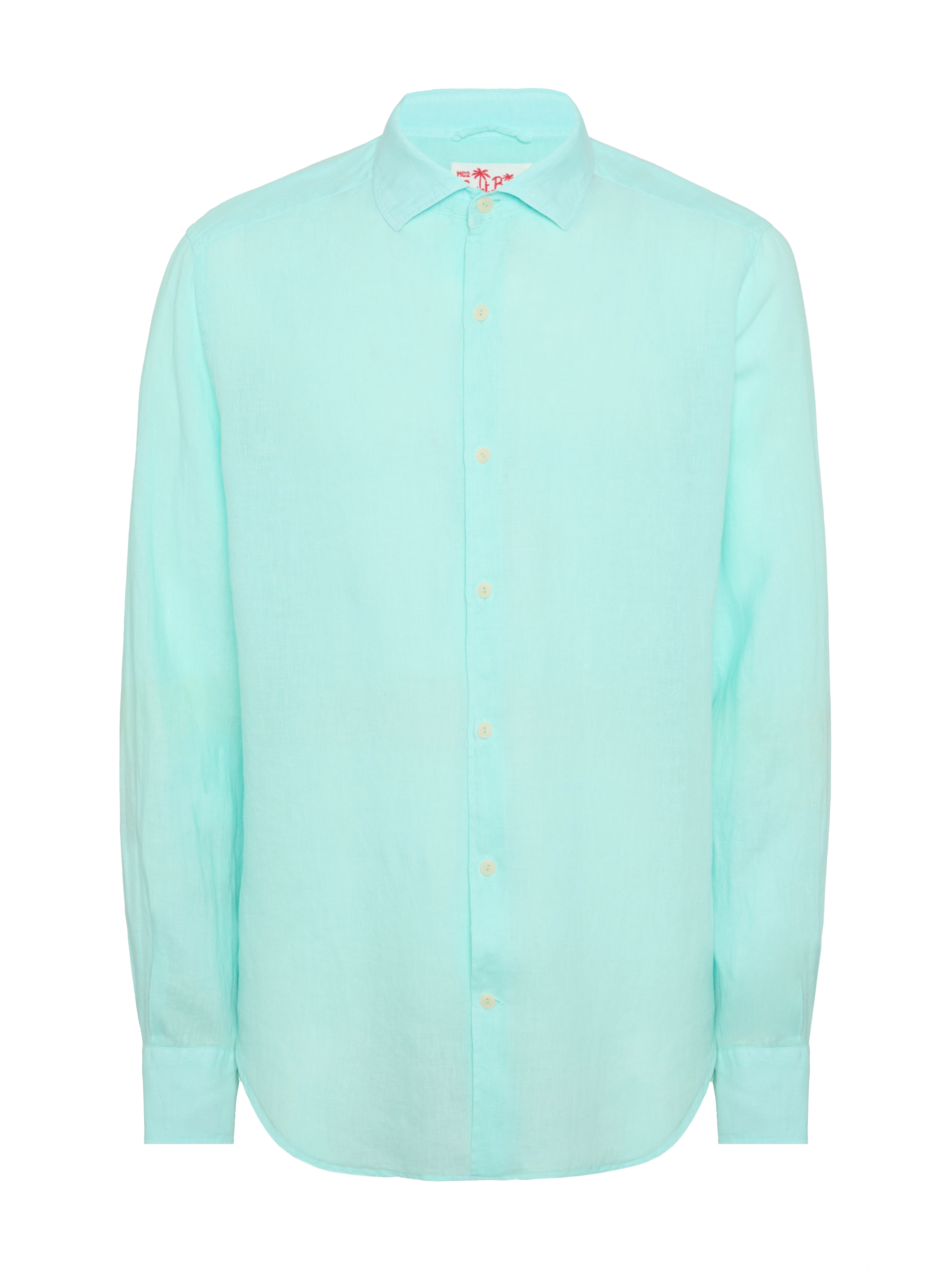 camicia-uomo-mc2-saint-barth-pamplona-in-lino-verde-acqua-con-vestibilit-regolar image 4
