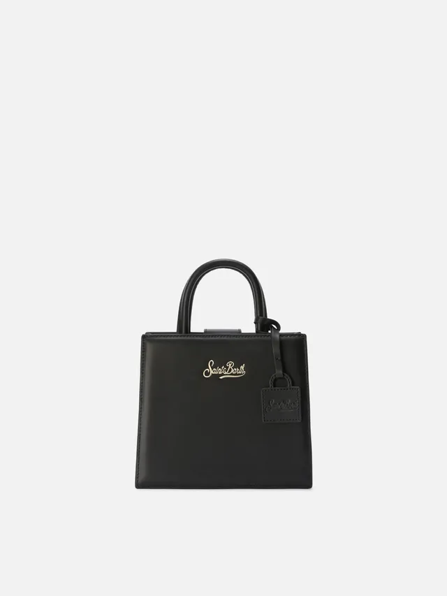 mc2-saint-barth-borsa-shop-mini-in-pelle-liscia-nera-con-targhetta image 1