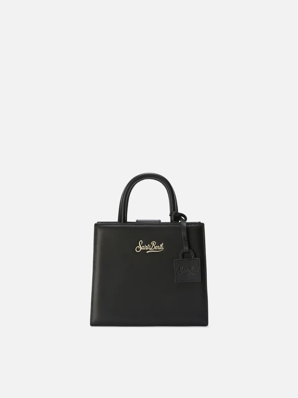 mc2-saint-barth-borsa-shop-mini-in-pelle-liscia-nera-con-targhetta image 1