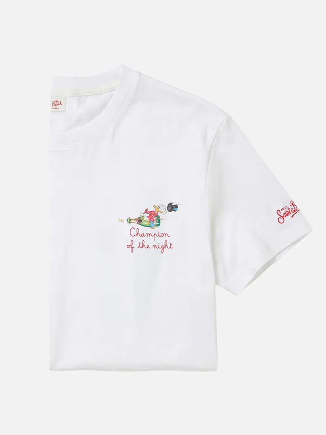 t-shirt-mc2-saint-barth-portofino-bianca-con-ricamo-champion-of-the-night-disney image 1