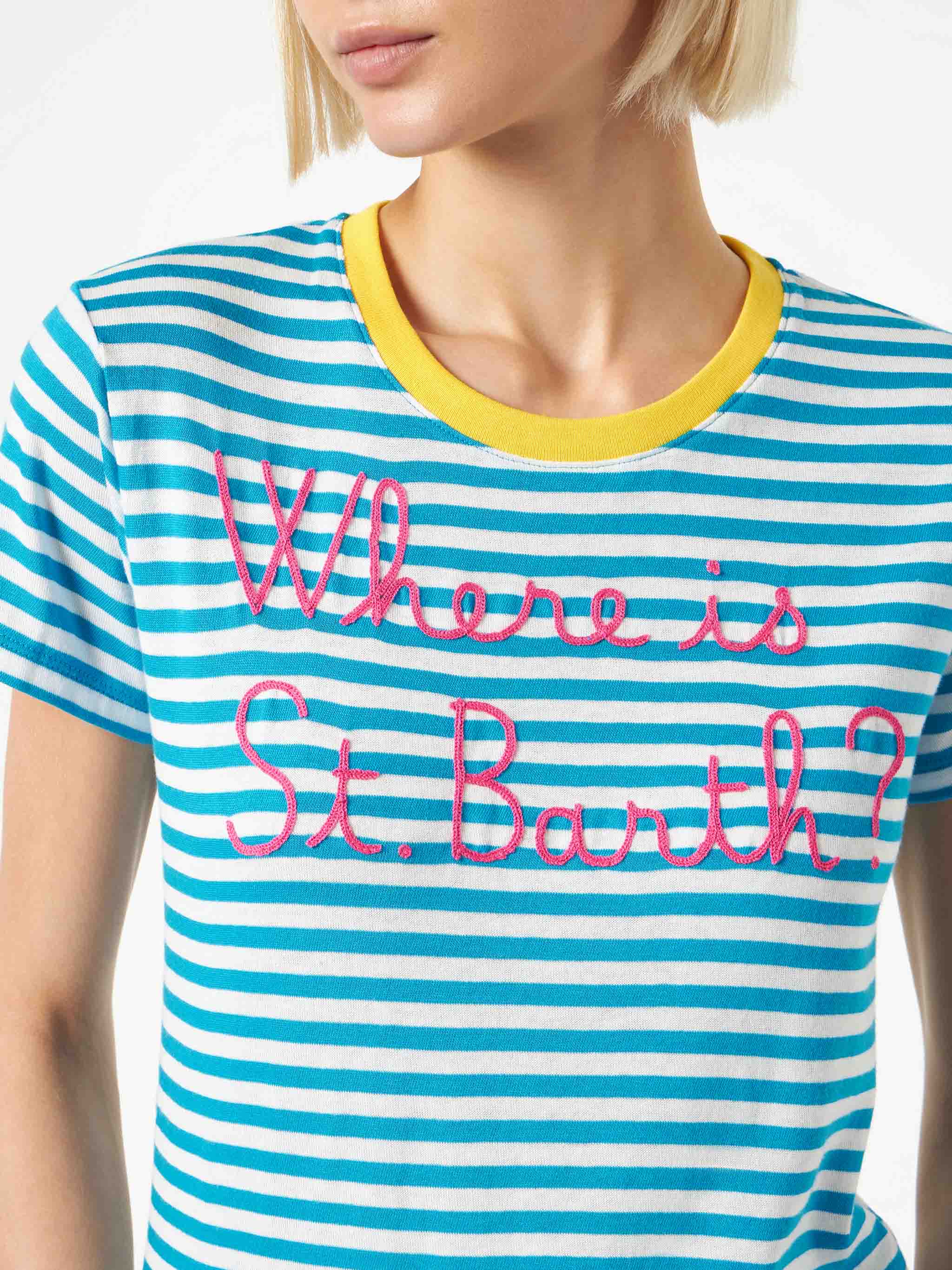 mc2-saint-barth-t-shirt-donna-bluette-righe-where-is-st-barth-cotone image 2