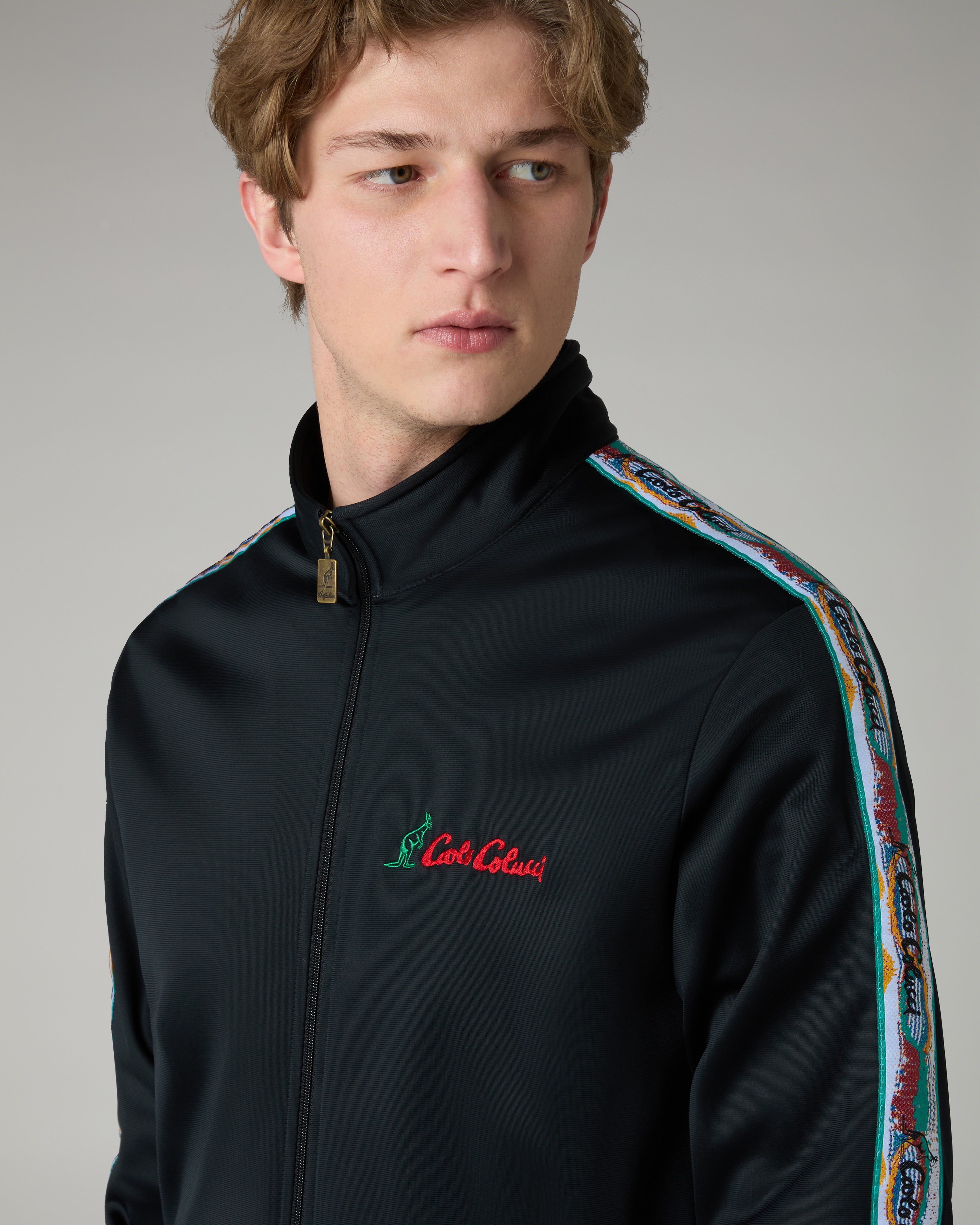 australian-x-carlo-colucci-color-tape-track-jacket-giacca-nera-acetato image 4