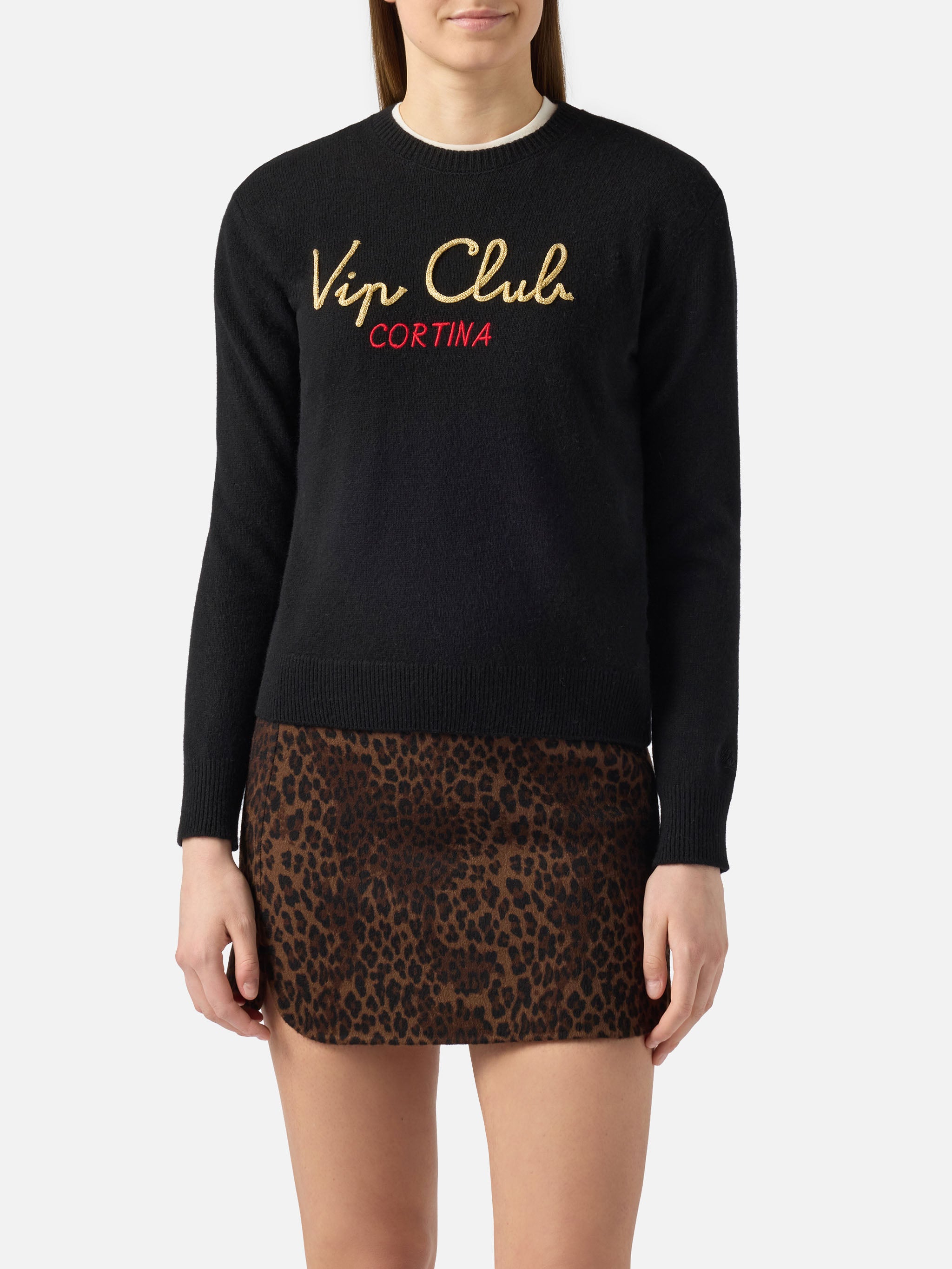 mc2-saint-barth-new-queen-maglione-donna-nero-ricamo-vip-club-special-edition image 1