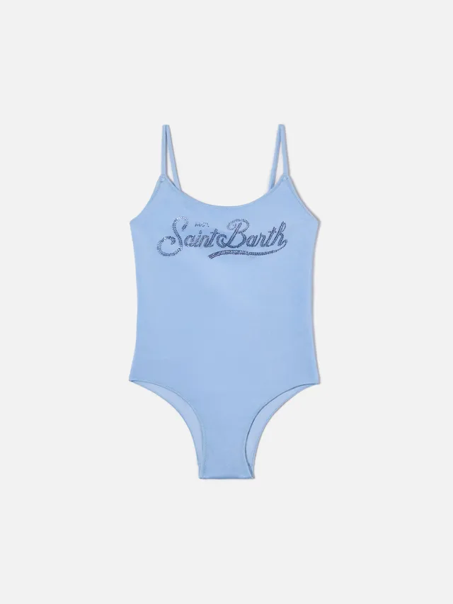 mc2-saint-barth-cecille-jr-costume-intero-bambina-azzurro-glossy-con-logo-strass image 1