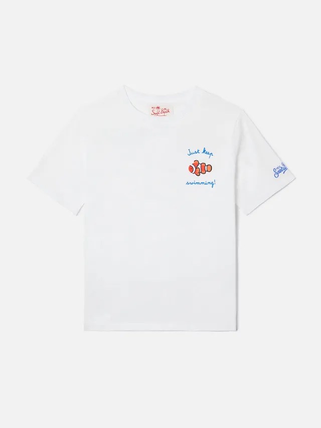 mc2-saint-barth-t-shirt-portofino-jr-bianca-just-keep-swimming-bambino image 1
