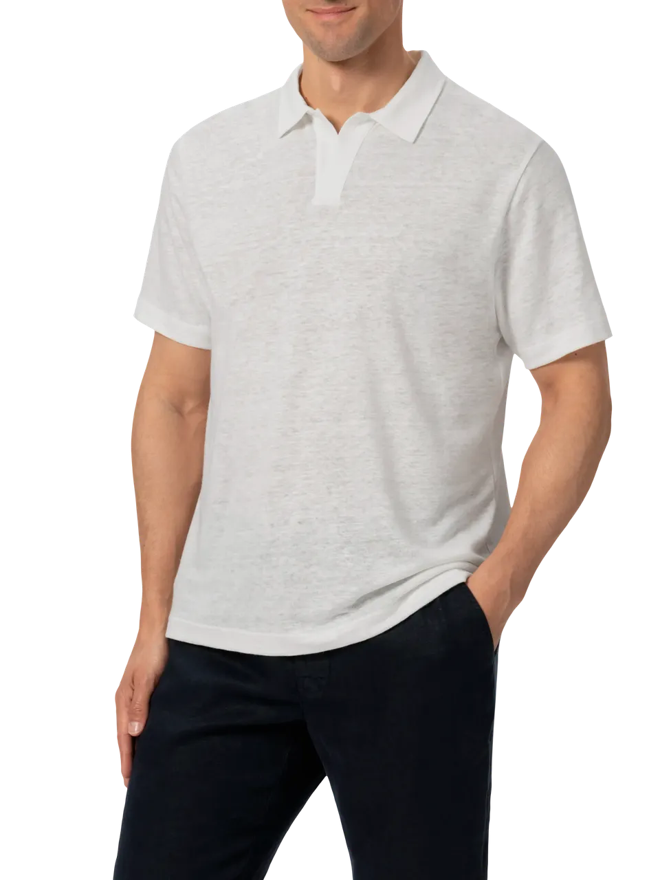 mc2-saint-barth-fraser-polo-in-lino-bianco-uomo-senza-bottoni image 1