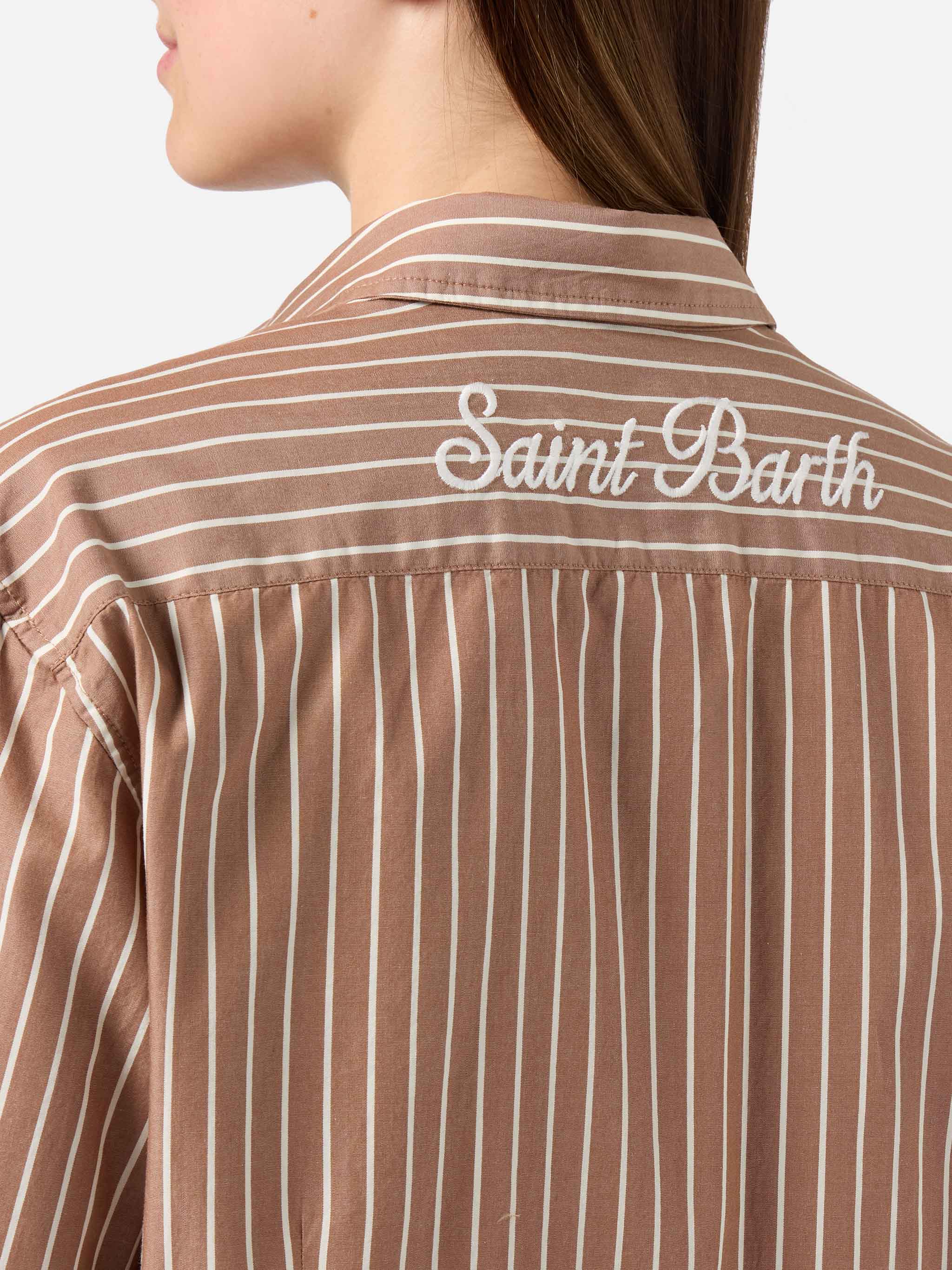 mc2-saint-barth-camicia-meredith-donna-in-cotone-a-righe-marroni image 2