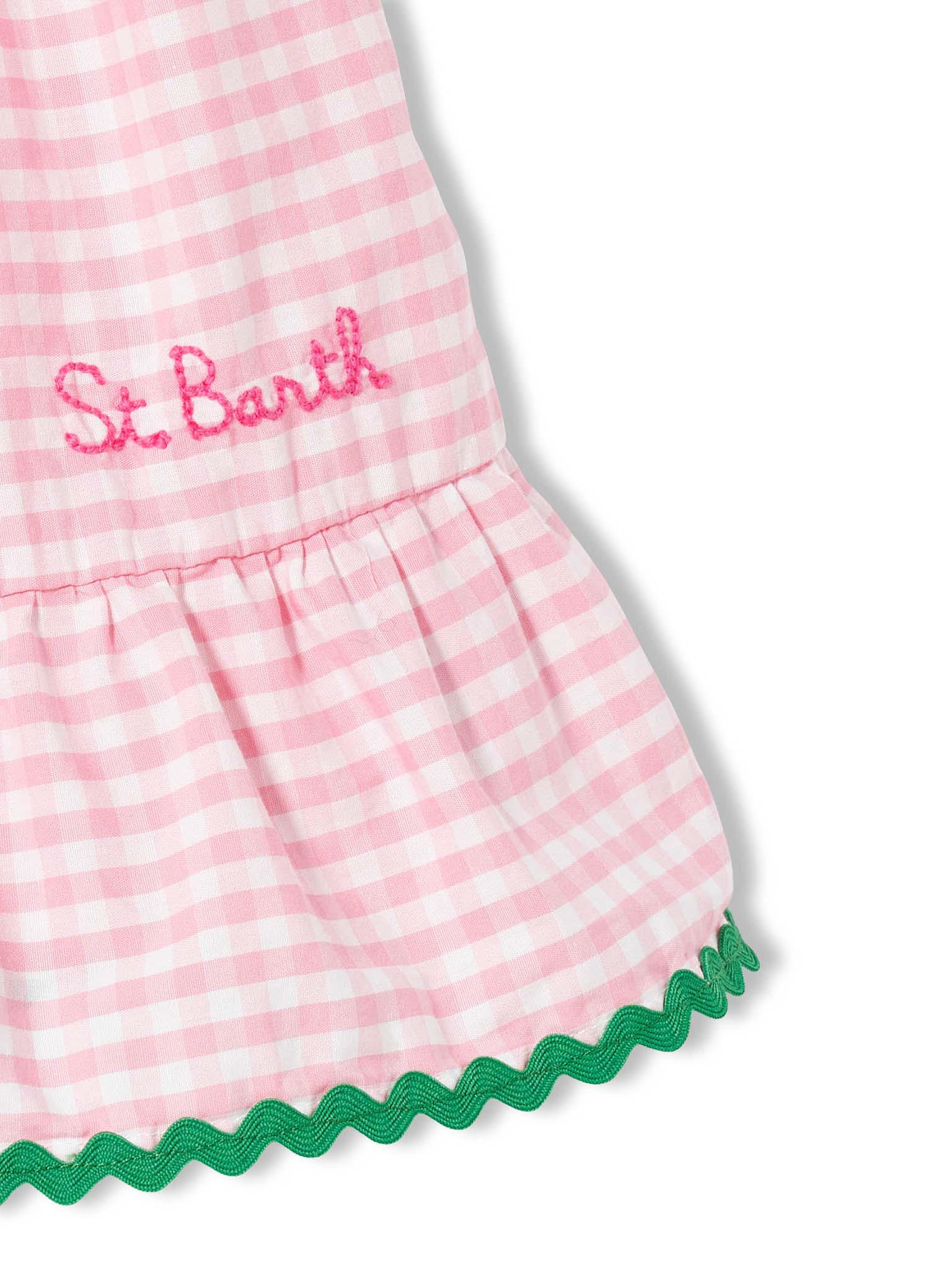 mc2-saint-barth-abito-da-bambina-con-stampa-vichy-bianco-e-rosa image 2