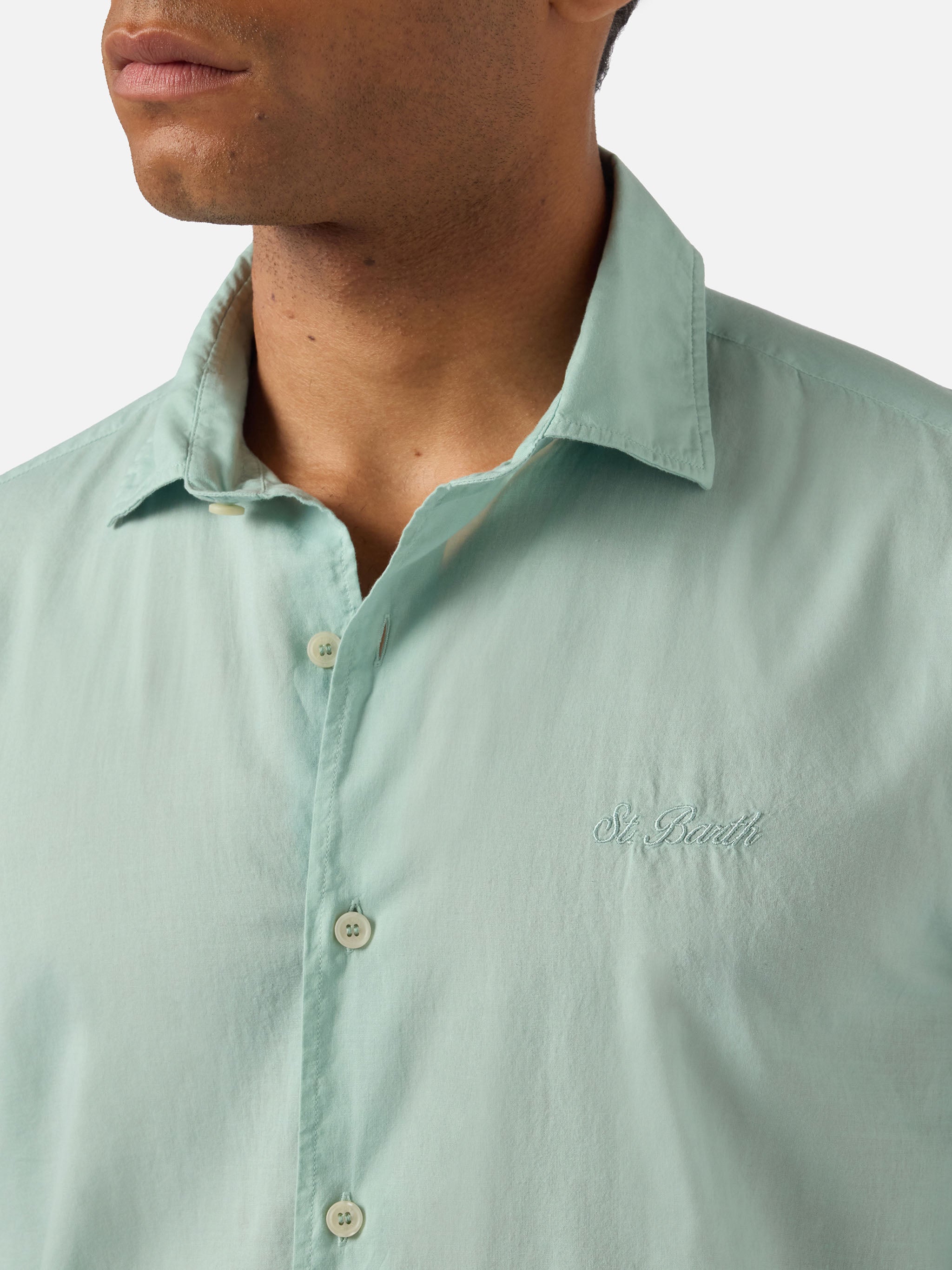 mc2-saint-barth-chemise-camicia-uomo-in-voile-cotone-verde-salvia image 2