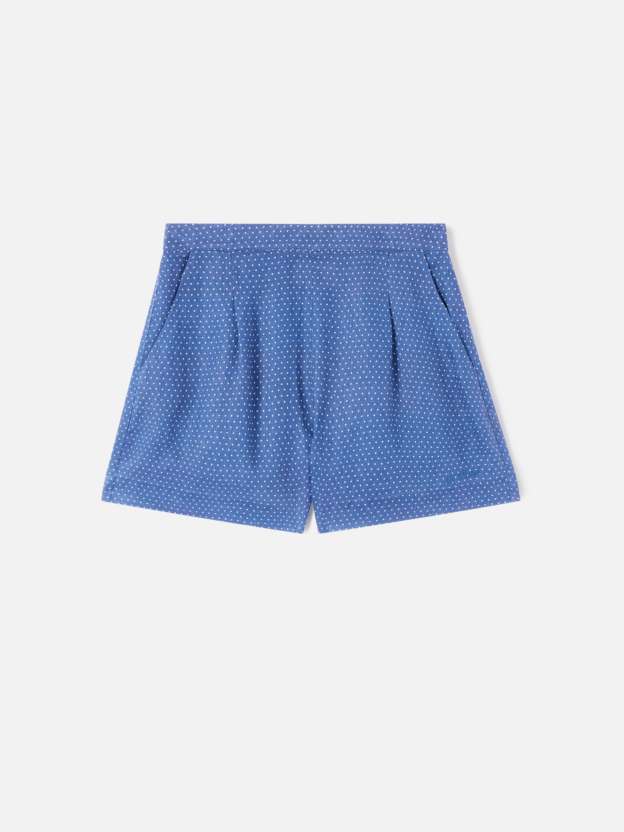 mc2-saint-barth-amani-short-donna-lino-blu-bianco-micro-pois-vita-elasticizzata image 5