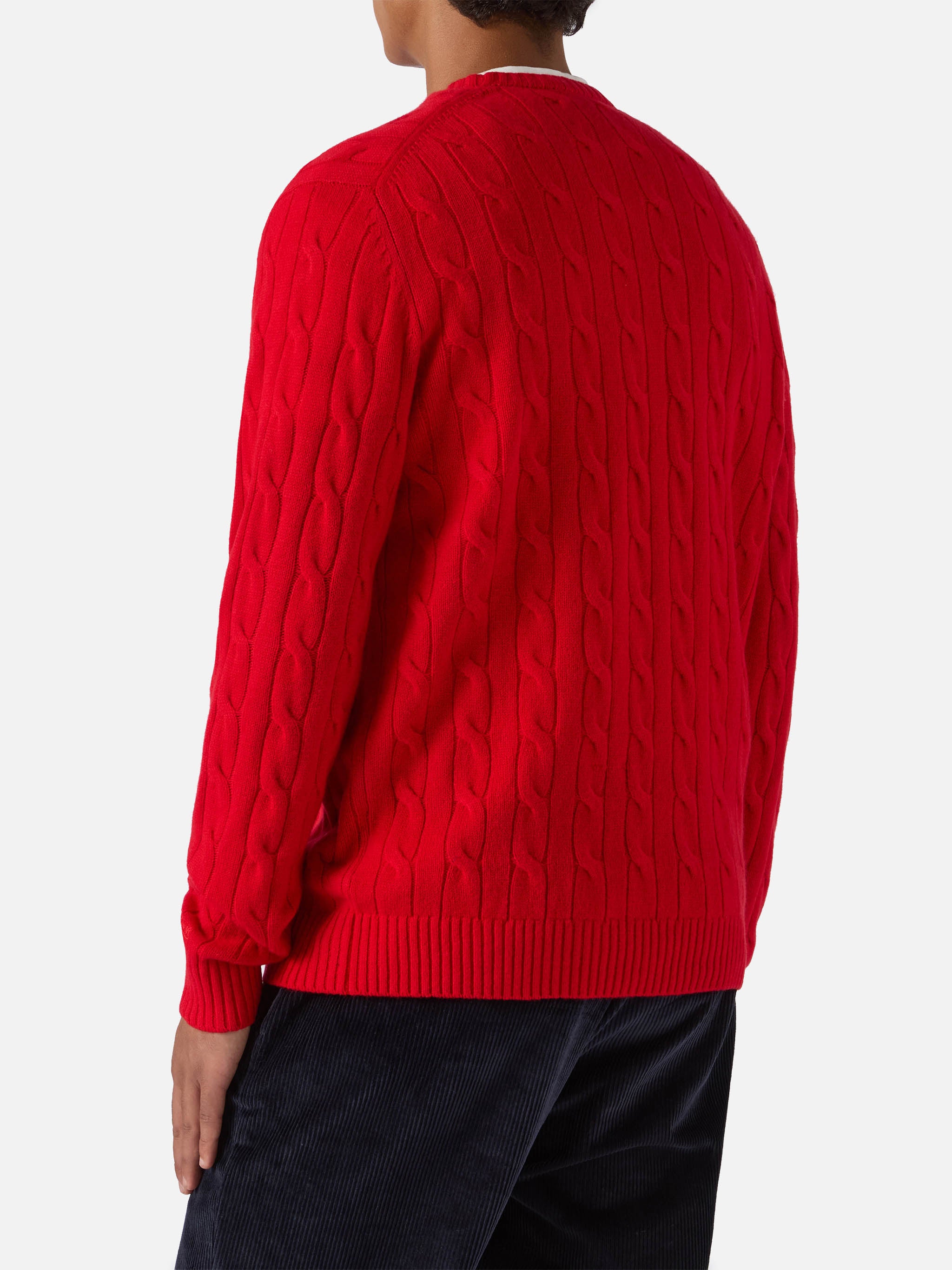 mc2-saint-barth-regent-maglione-uomo-a-trecce-in-lana-rossa image 3