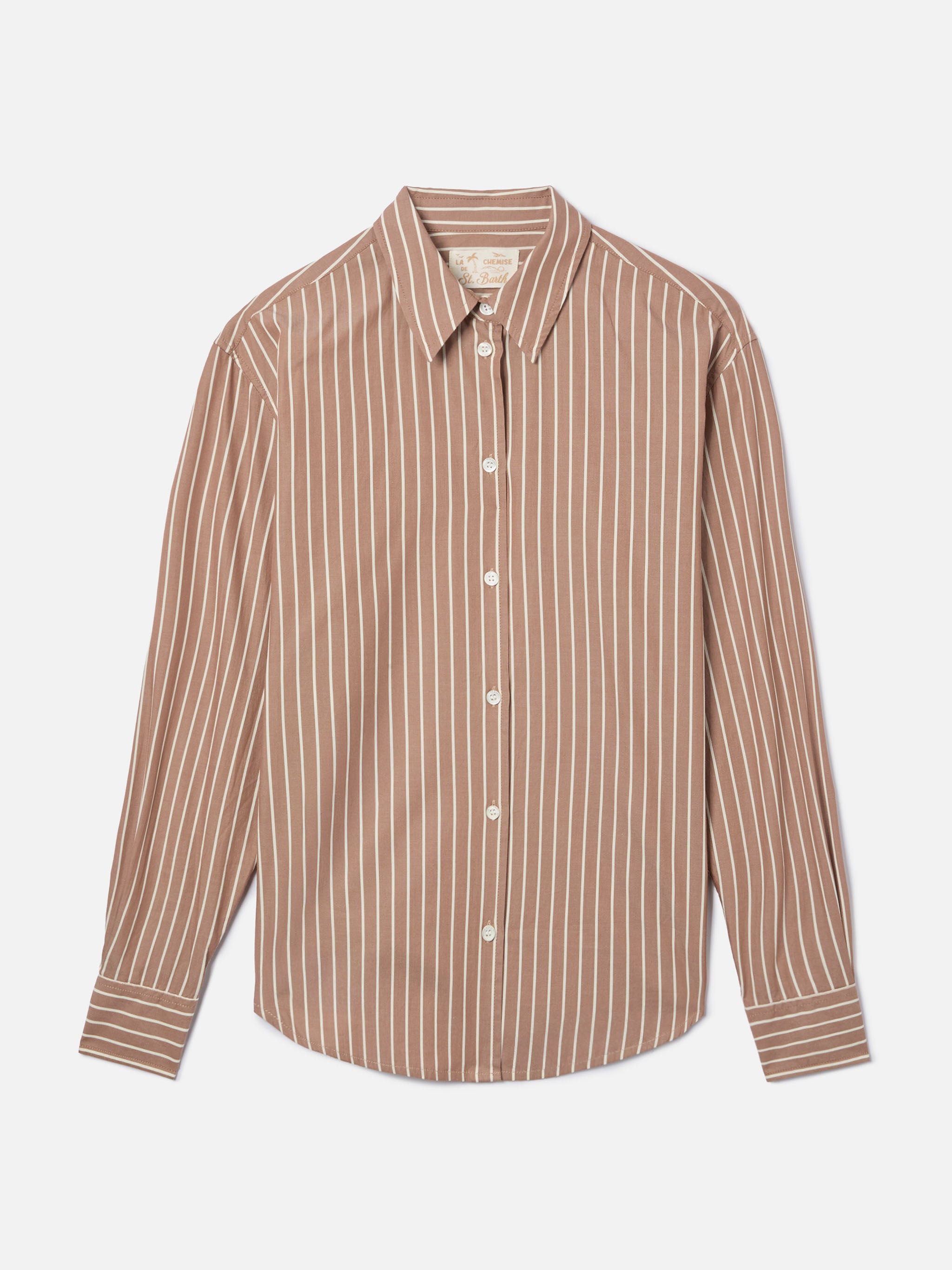 mc2-saint-barth-camicia-meredith-donna-in-cotone-a-righe-marroni image 5