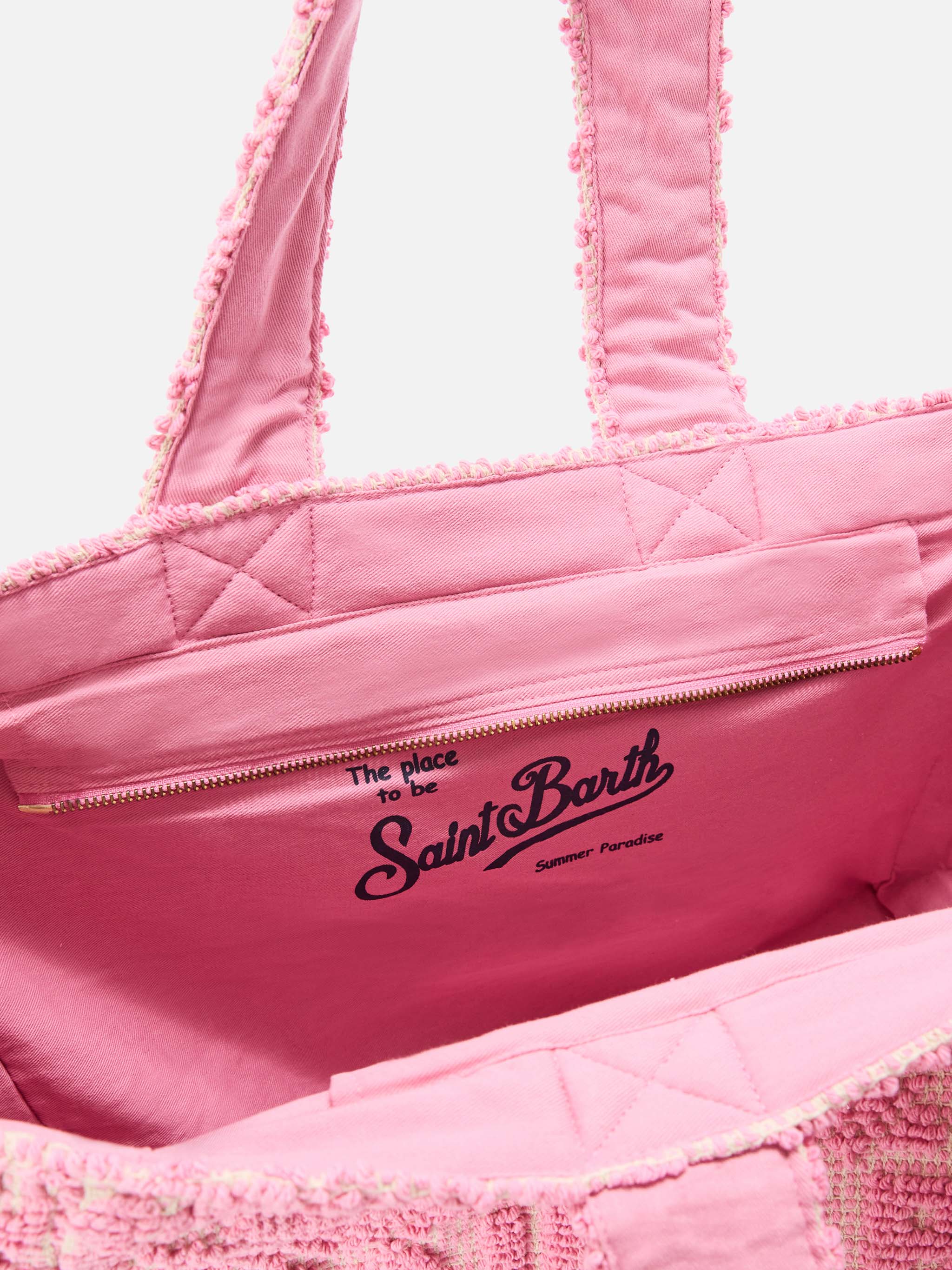mc2-saint-barth-borsa-tufting-in-cotone-rosa-con-ricamo-in-rilievo image 3