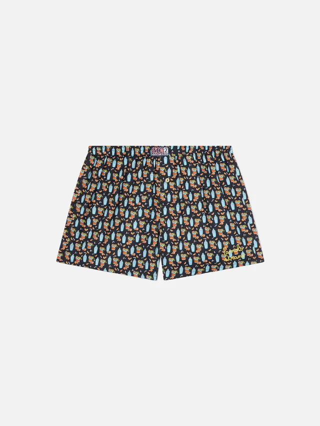 mc2-saint-barth-boxer-adam-in-cotone-nero-con-stampa-cocktail image 1