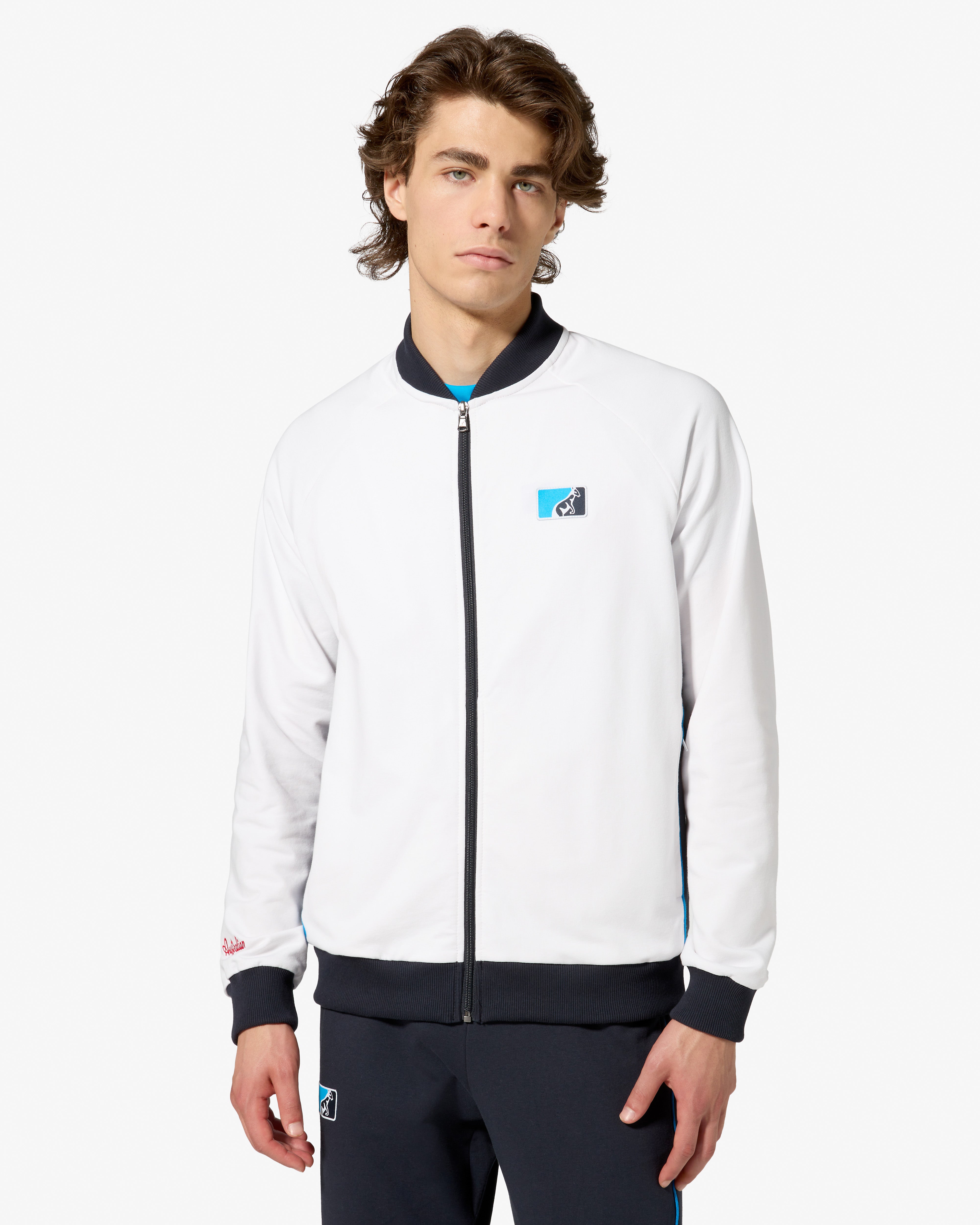 australian-league-track-jacket-felpa-bianca-full-zip-made-in-italy image 1