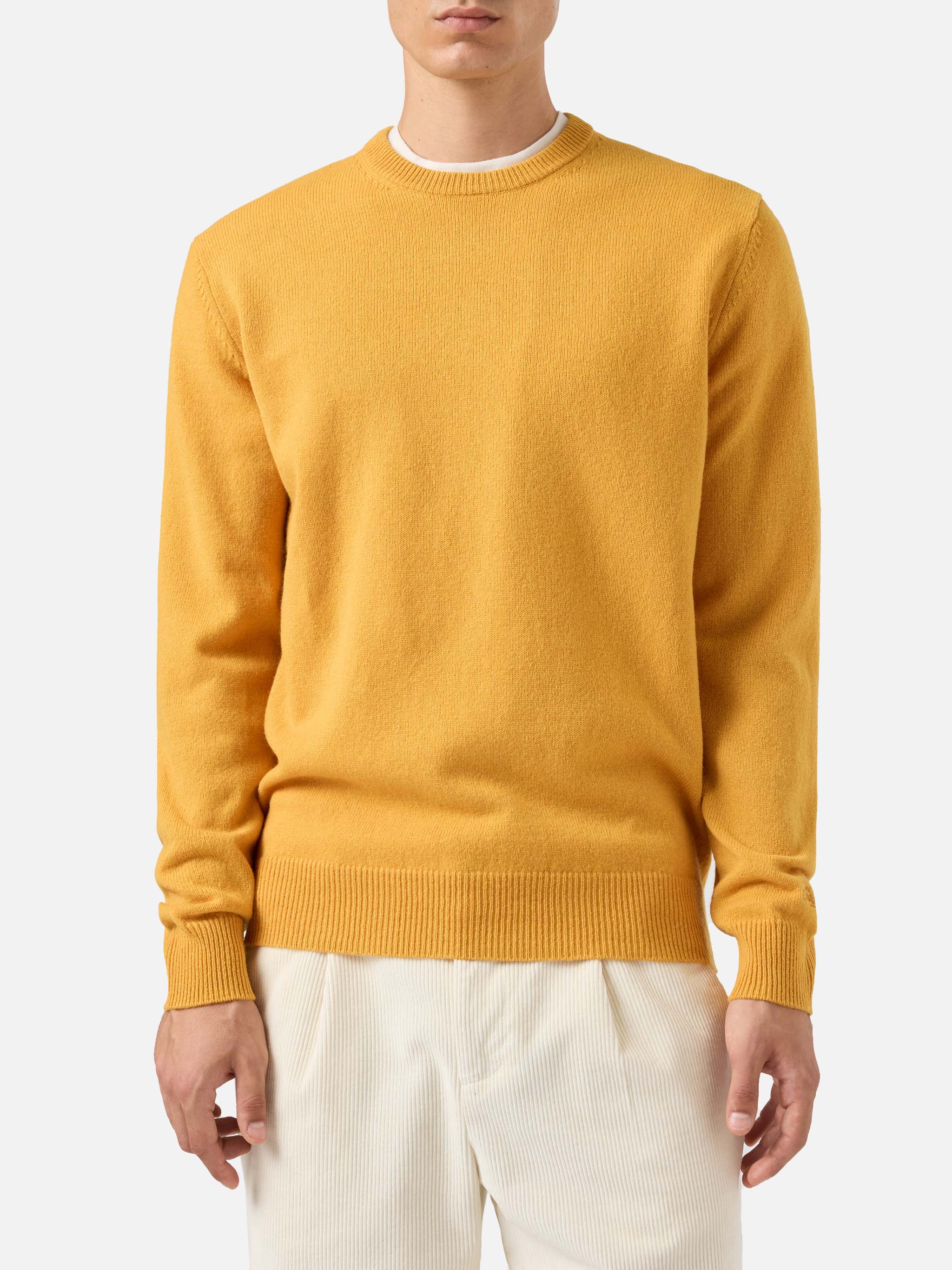 mc2-saint-barth-regent-maglione-uomo-girocollo-in-100-lambswool-giallo-ocra image 1