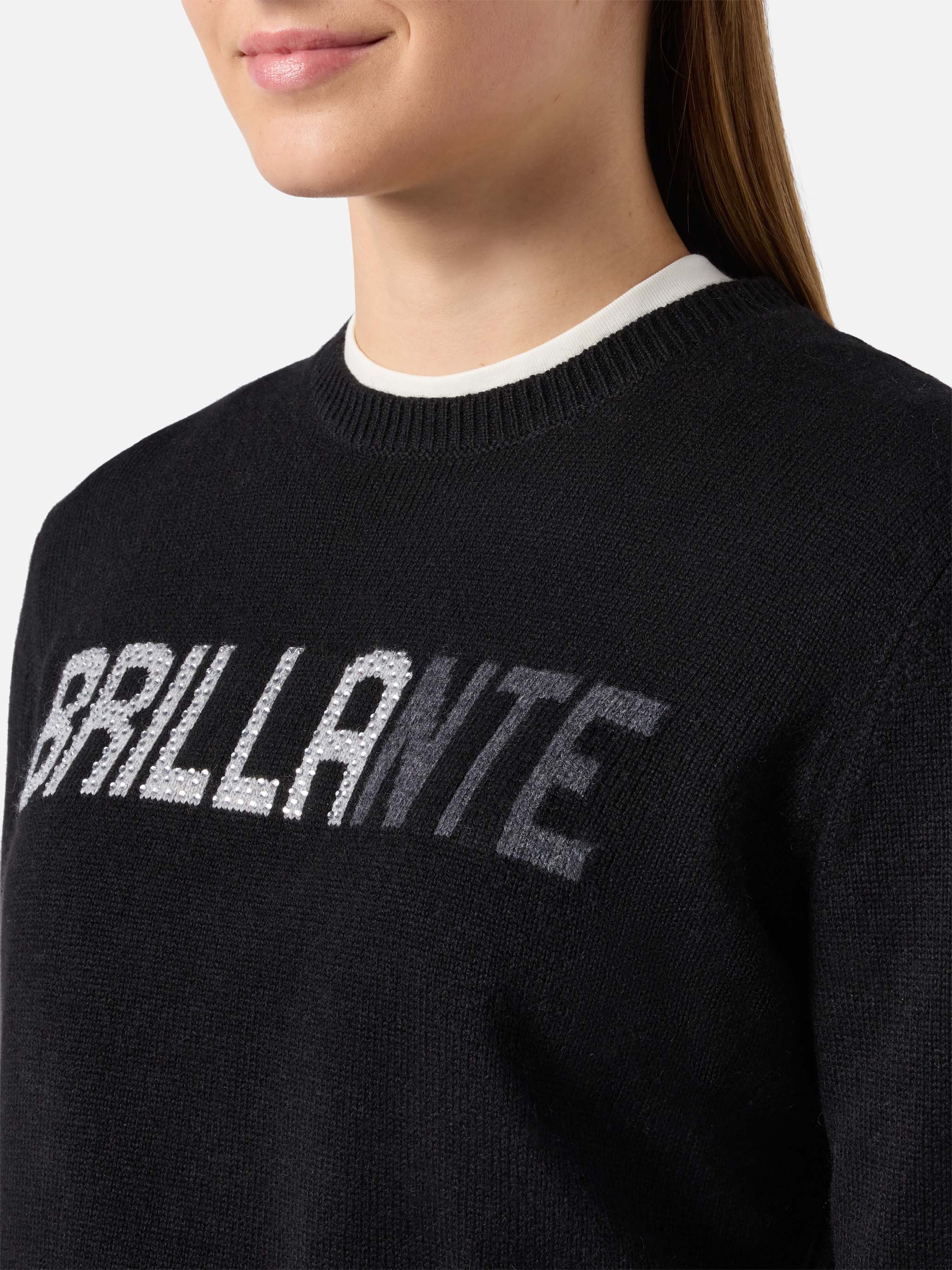 mc2-saint-barth-maglione-new-queen-donna-in-misto-cashmere-nero-brillante-strass image 2