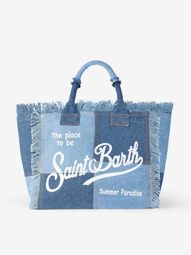 mc2-saint-barth-vanity-borsa-tote-spalla-in-canvas-cotone-denim-patchwork-blu image 1