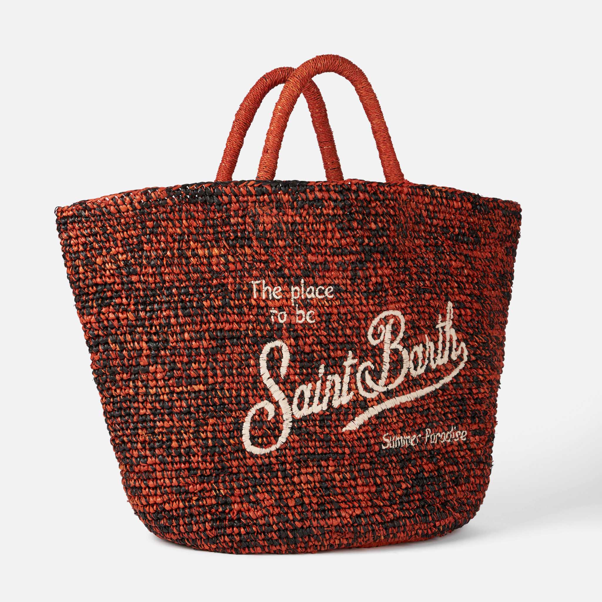 mc2-saint-barth-borsa-tote-in-rafia-nera-e-arancione-con-ricamo-saint-barth image 3