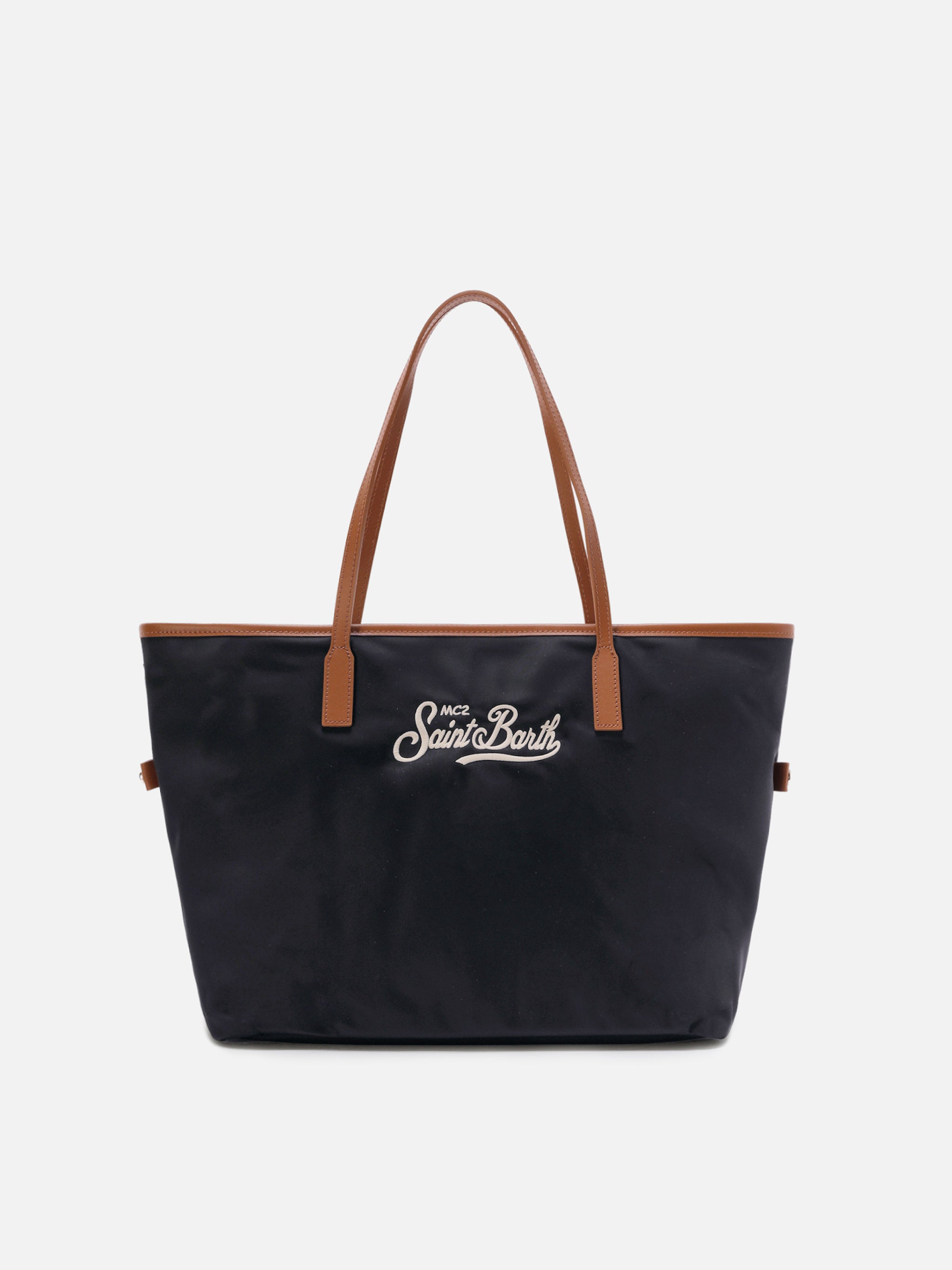 mc2-saint-barth-city-regular-borsa-shopper-nylon-nera-con-logo-ricamato image 1