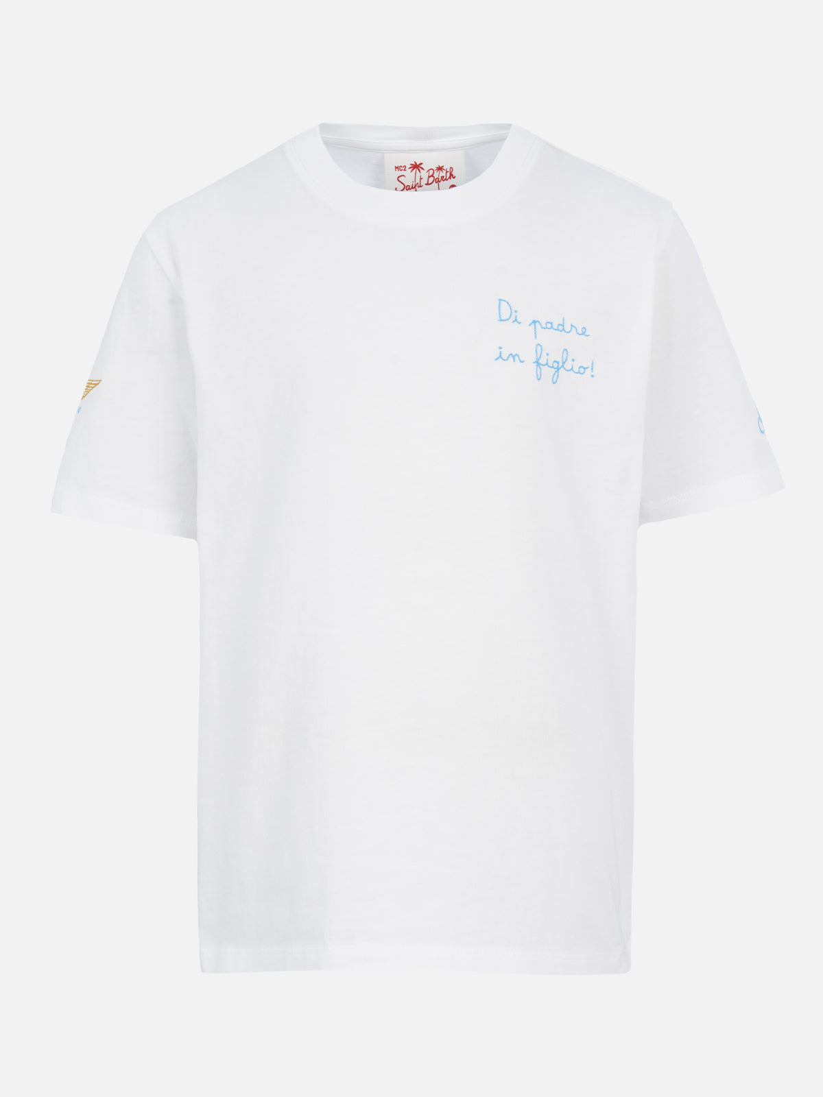 mc2-saint-barth-t-shirt-bambino-in-cotone-con-ricamo-di-padre-in-figlio-edizione image 1