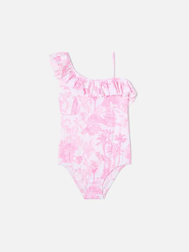 mc2-saint-barth-carin-costume-intero-bambina-monospalla-rosa-toile-de-jouy image 1