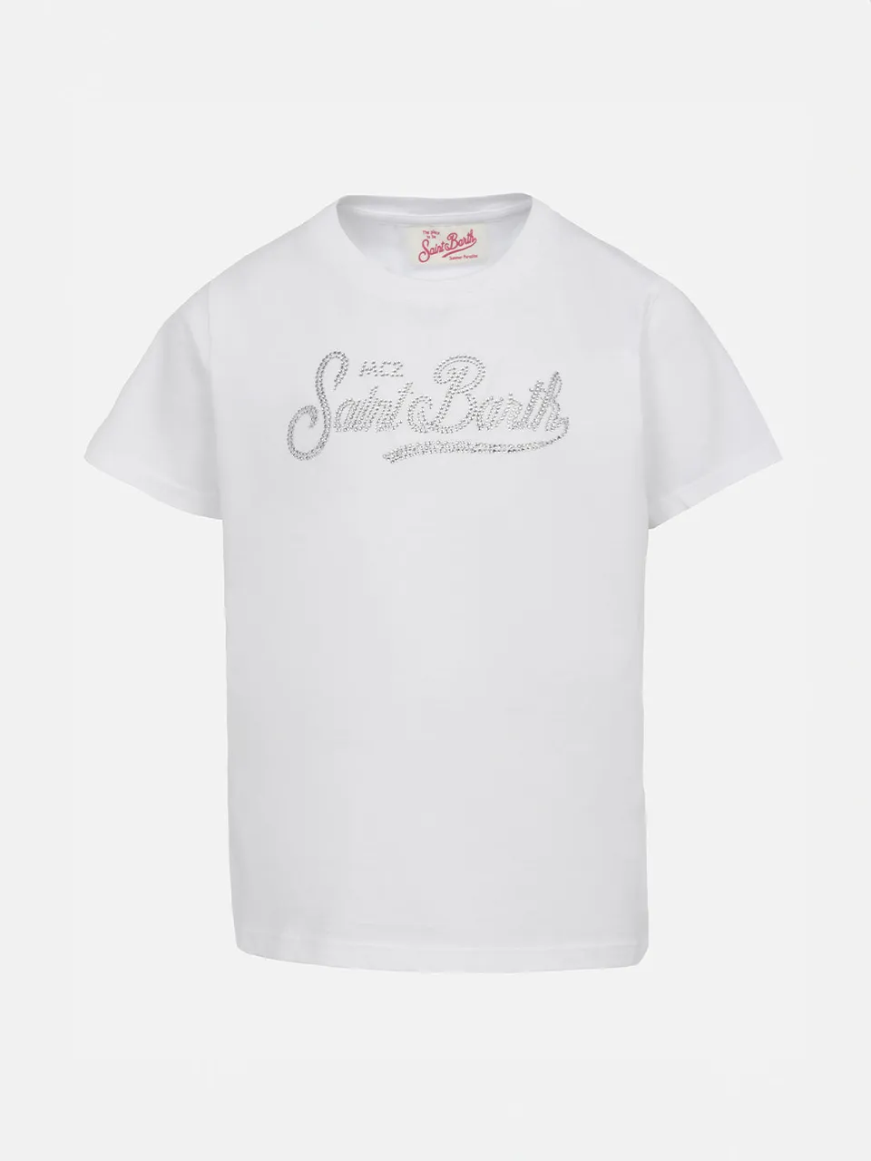 mc2-saint-barth-elly-t-shirt-bambina-in-jersey-cotone-bianca-con-ricamo-strass image 1