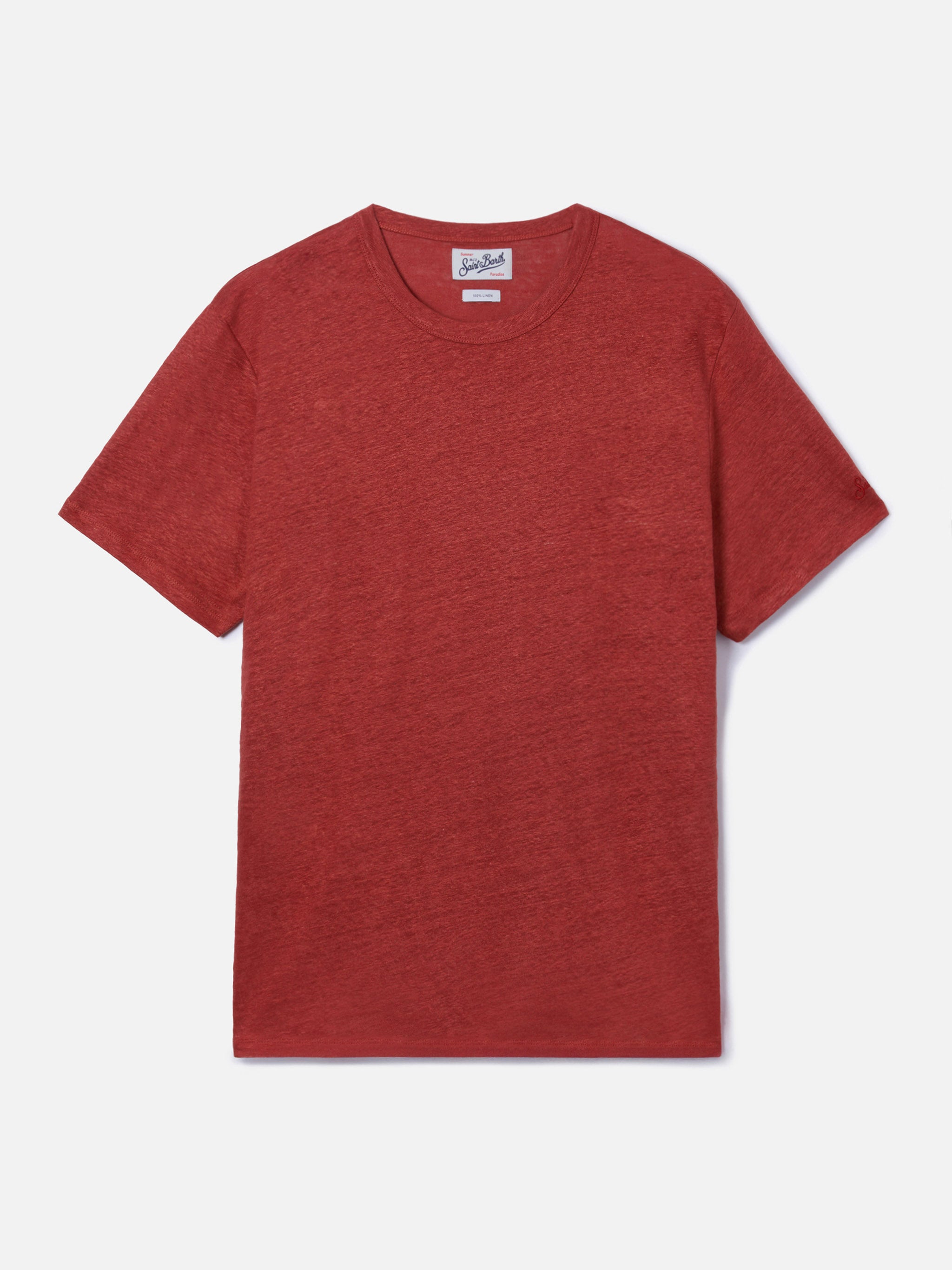 mc2-saint-barth-ecstasea-t-shirt-uomo-in-puro-lino-rosso image 1