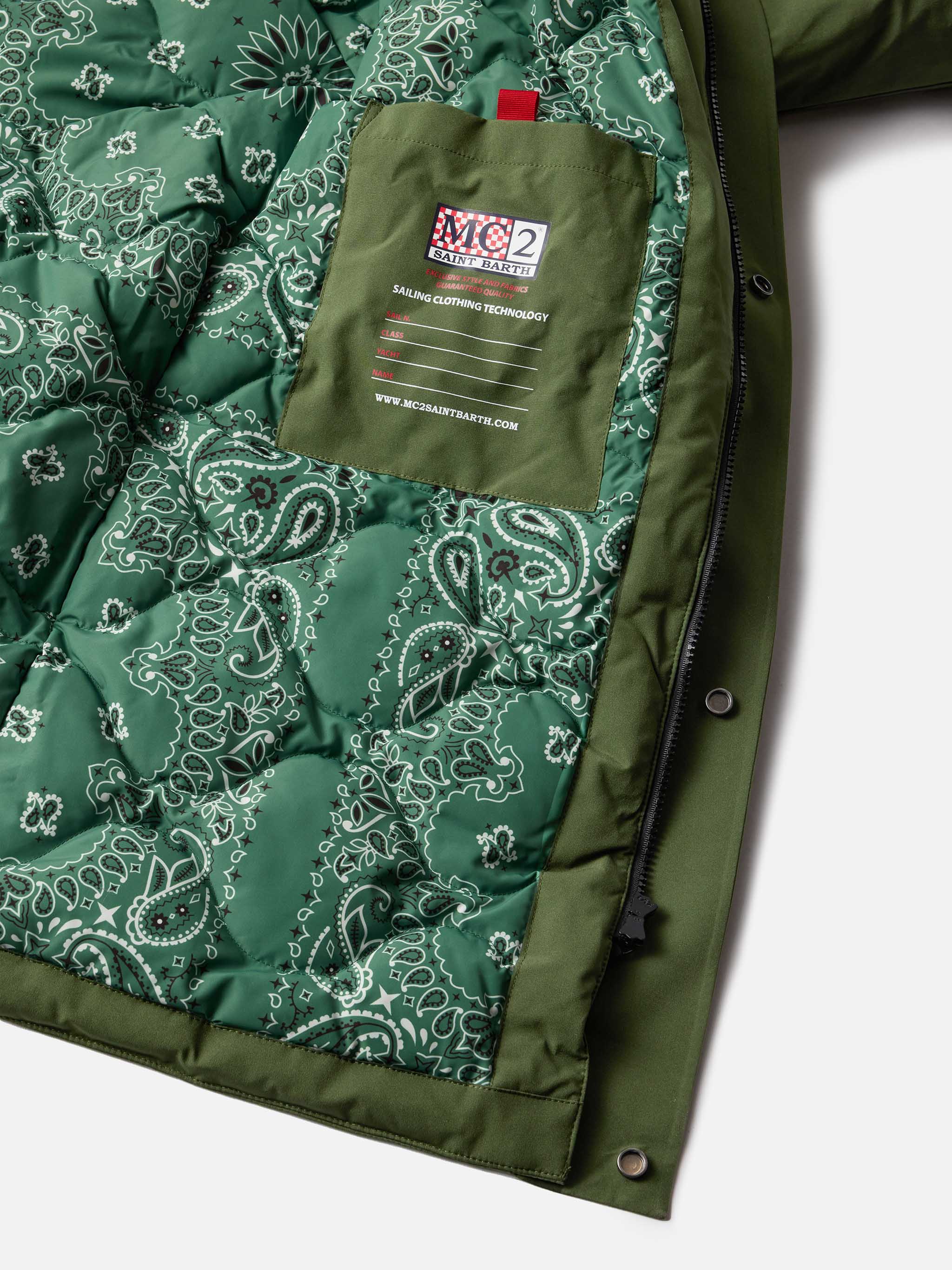 mc2-saint-barth-voyager-down-parka-uomo-bandana-verde-militare-antivento image 6