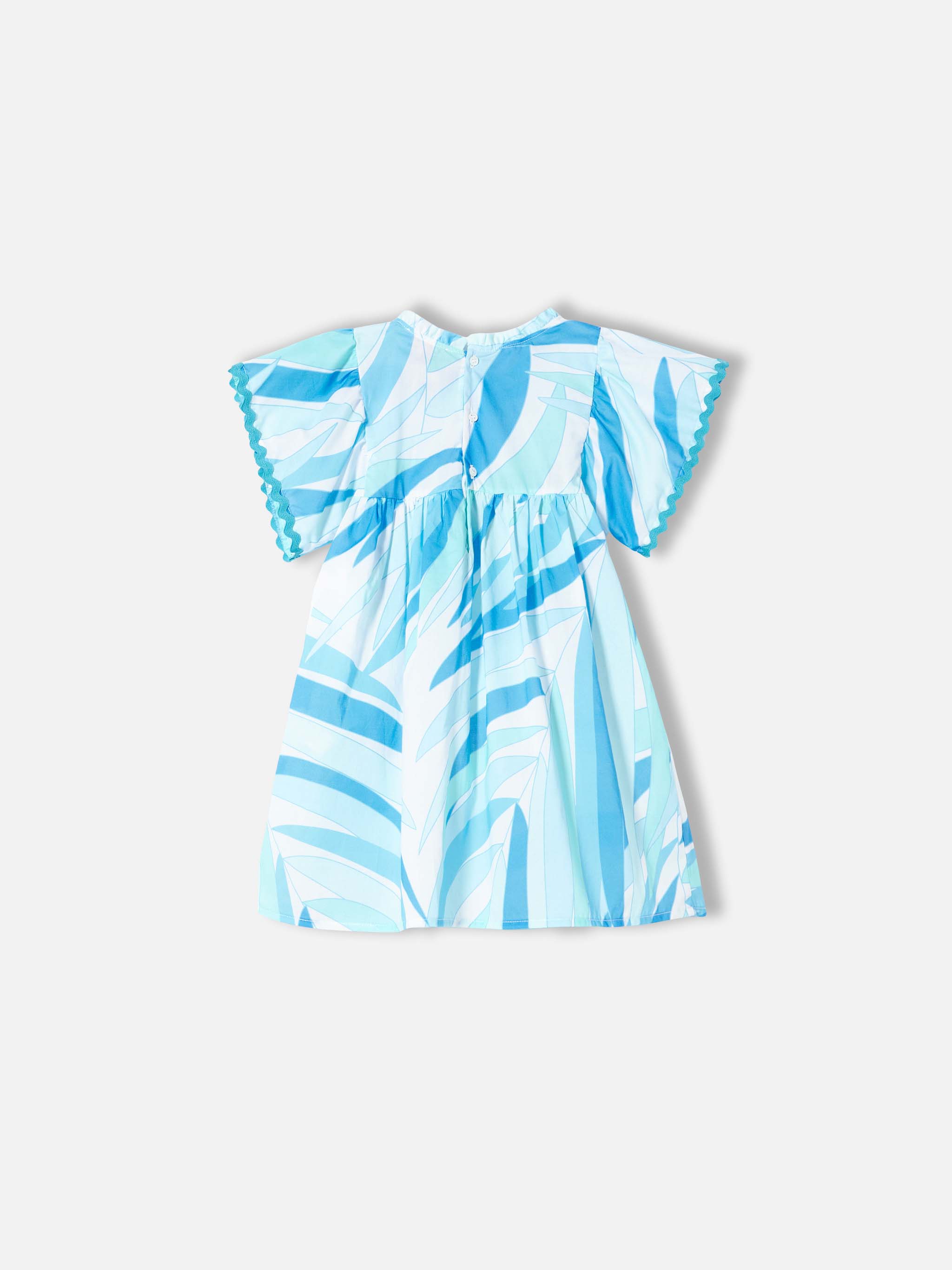 mc2-saint-barth-abito-da-bambina-stampa-palme-azzurre-maniche-corte-cotone image 2