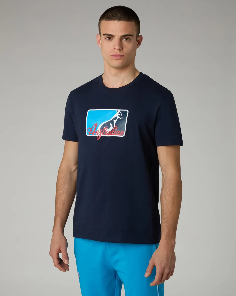 australian-league-cotton-t-shirt-blu-navy-con-stampa-regular-fit image 1