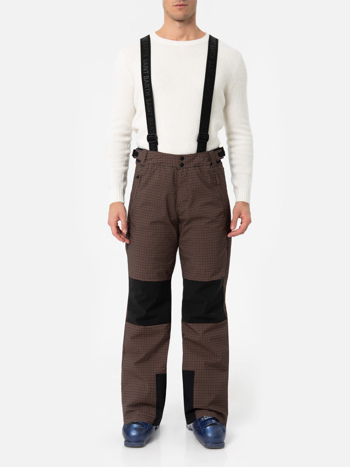 mc2-saint-barth-snowbird-pantaloni-tecnici-uomo-pied-de-poule-bianco-nero-con-re image 1