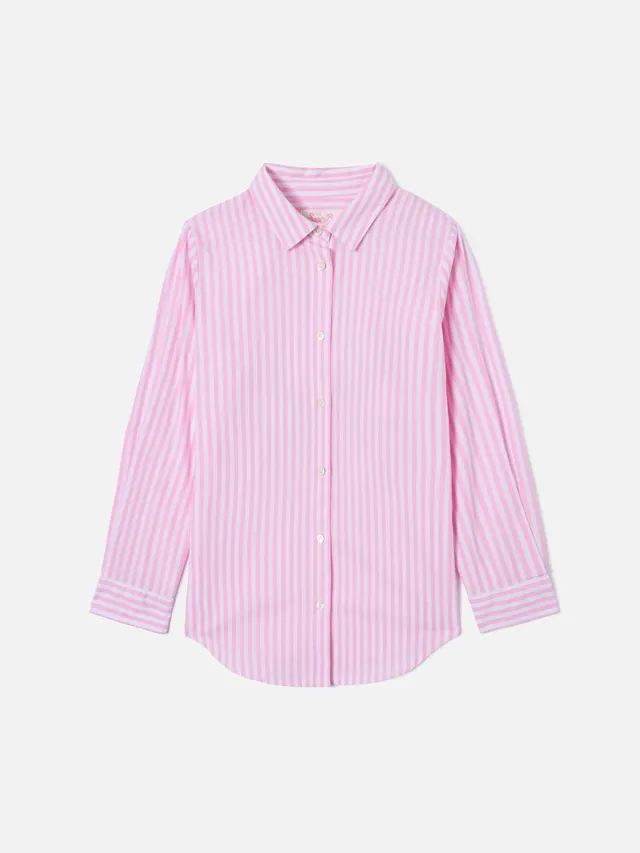 mc2-saint-barth-camicia-mini-brigitte-a-righe-rosa-con-ricamo-bonjour-special-ed image 1