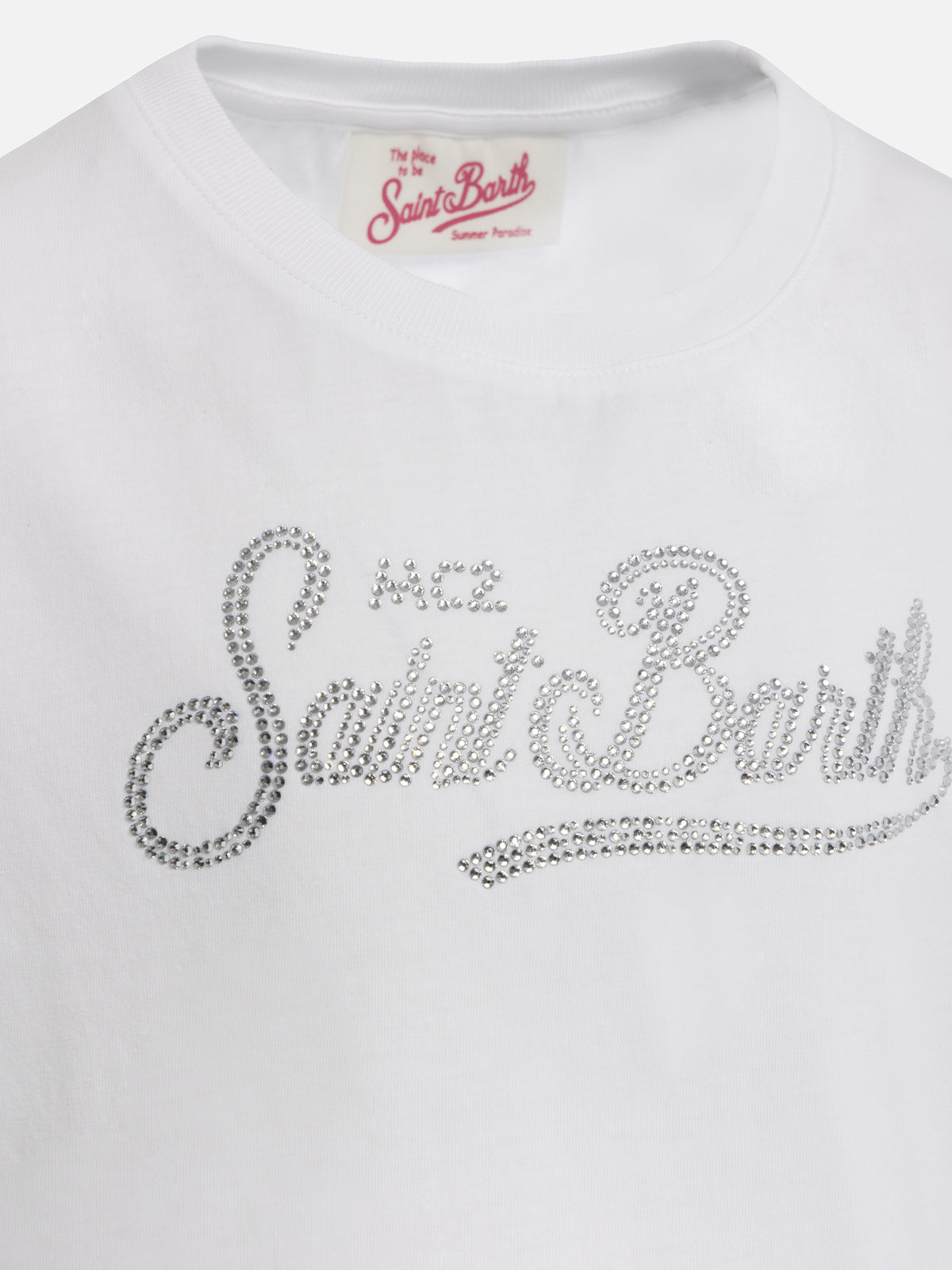 mc2-saint-barth-elly-t-shirt-bambina-in-jersey-cotone-bianca-con-ricamo-strass image 2