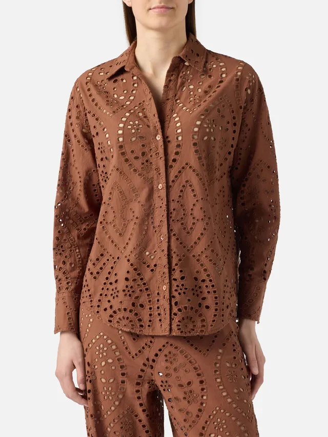 mc2-saint-barth-camicia-cristal-donna-oversize-in-cotone-sangallo-marrone image 1