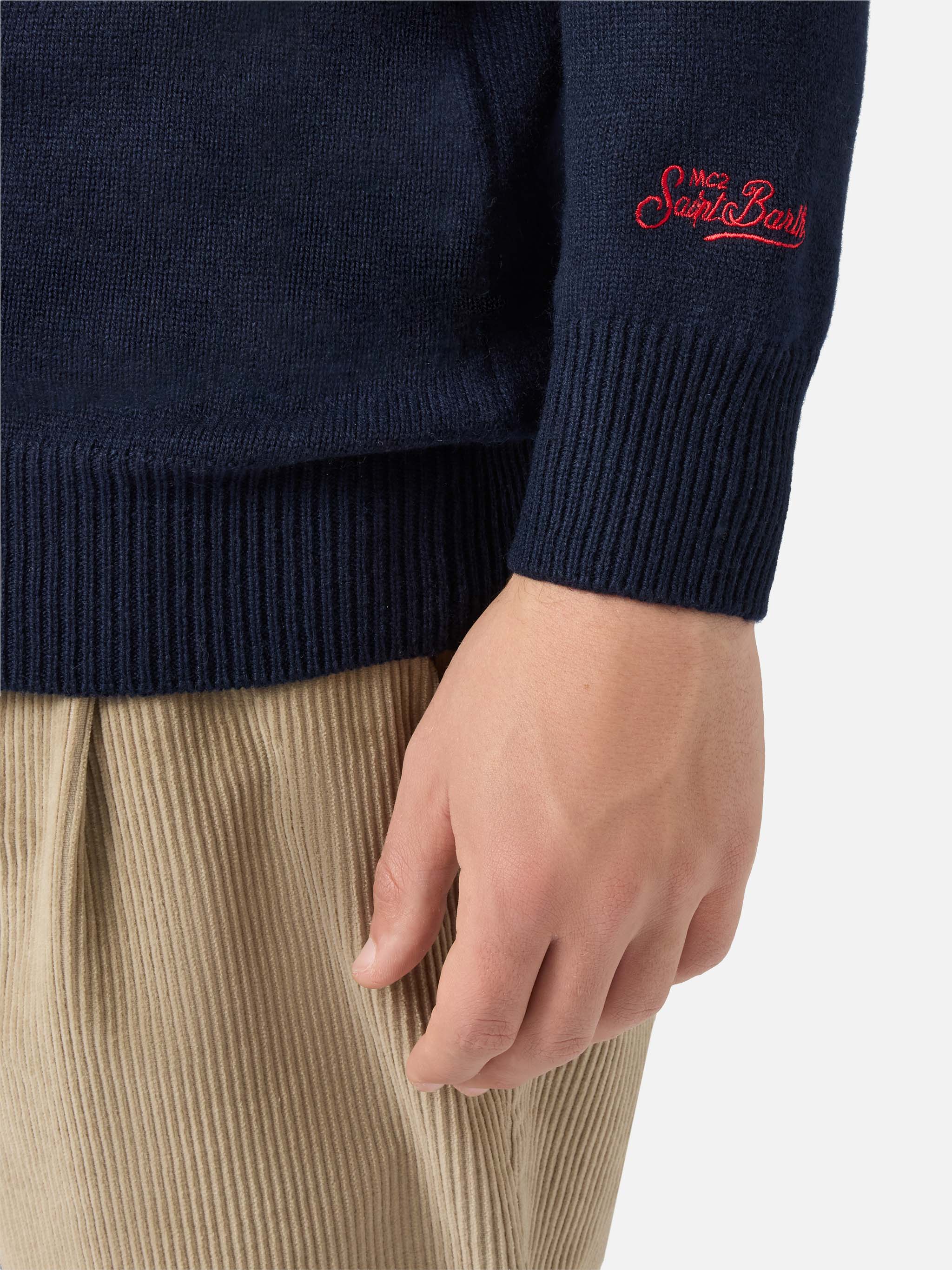 mc2-saint-barth-heron-maglione-girocollo-uomo-blu-misto-cashmere image 4
