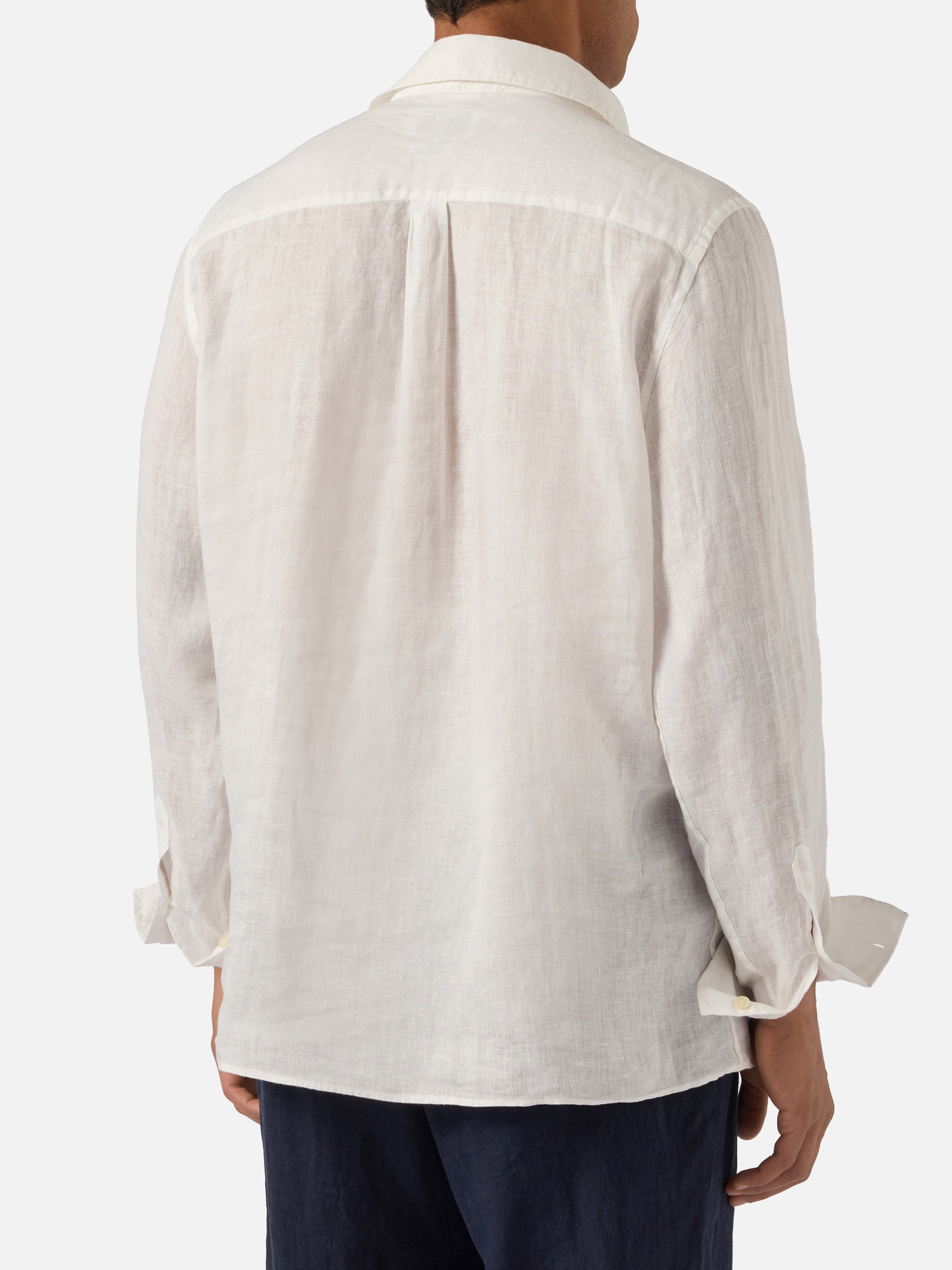 mc2-saint-barth-raphael-polo-uomo-maniche-lunghe-lino-bianco image 3
