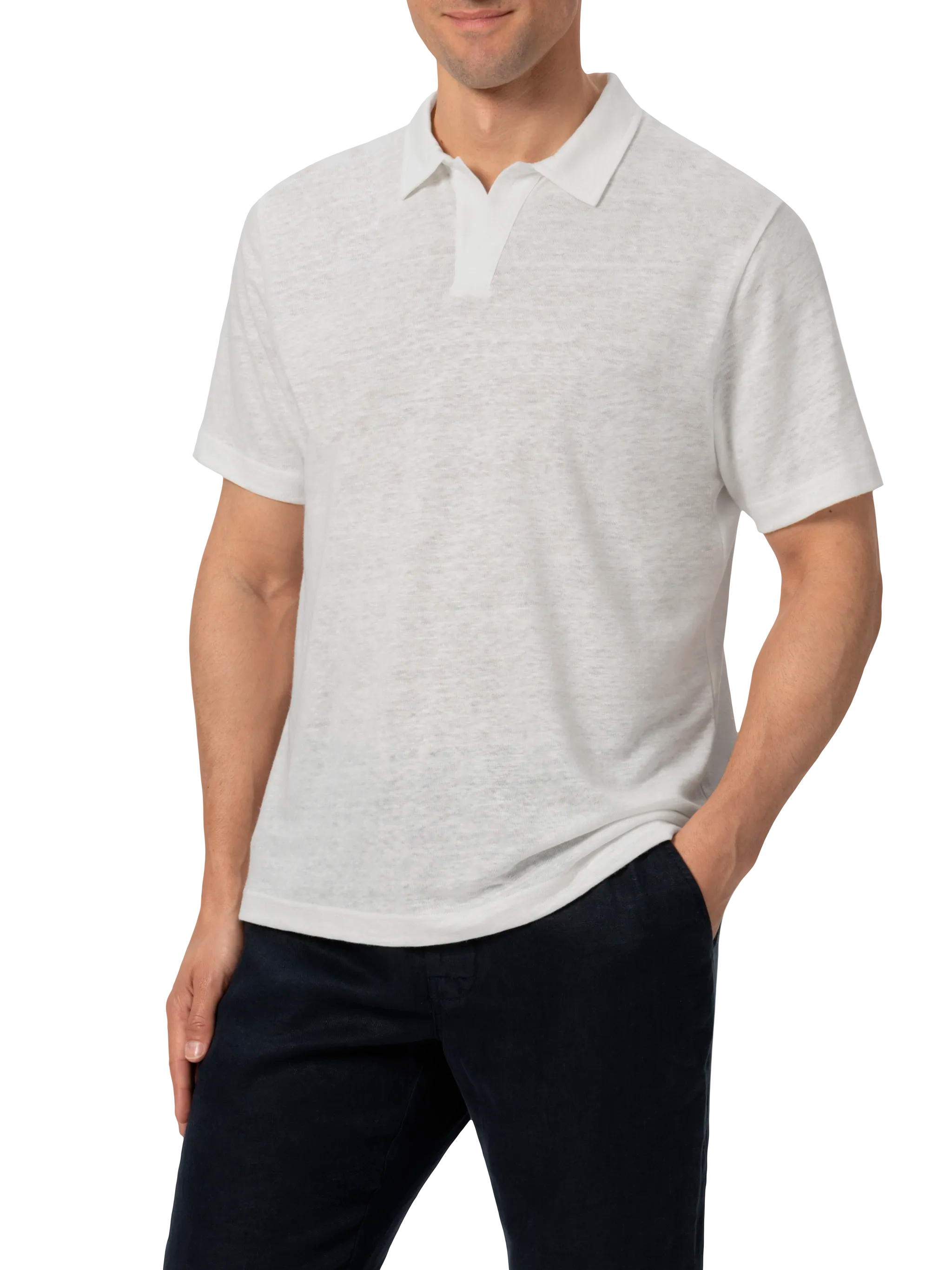 mc2-saint-barth-fraser-polo-in-lino-bianco-uomo-senza-bottoni image 1