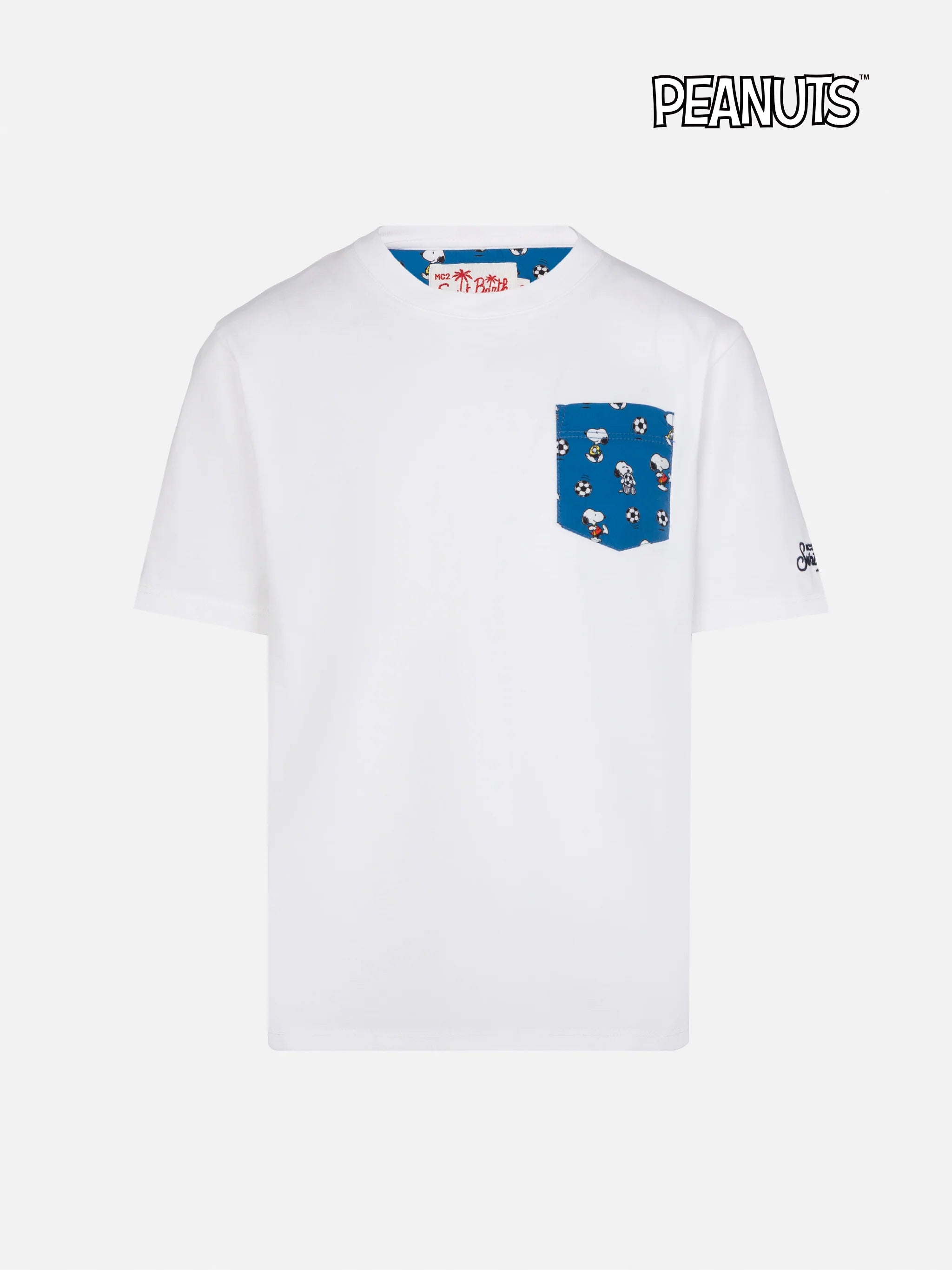 mc2-saint-barth-t-shirt-bambino-kea-cotone-bianca-snoopy-peanuts image 1