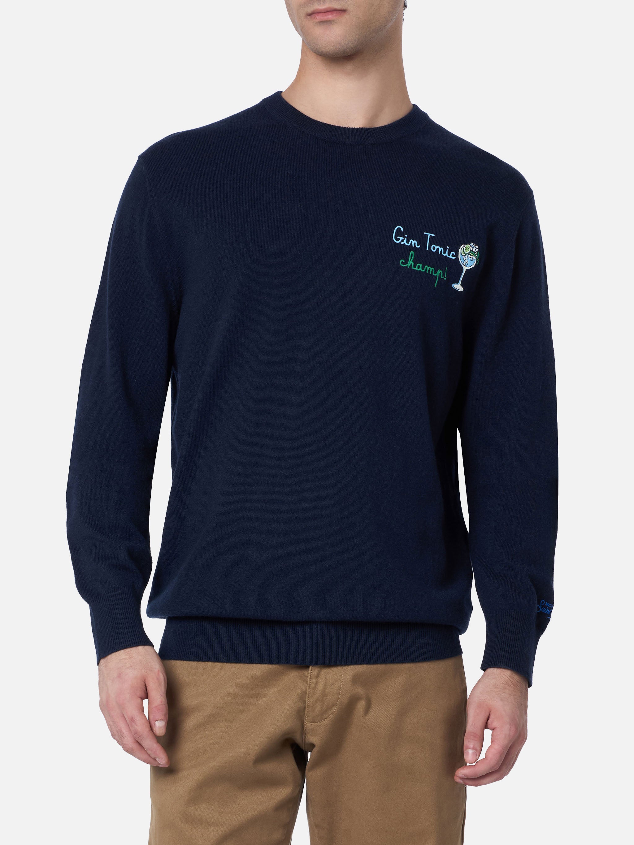 mc2-saint-barth-maglione-girocollo-heron-uomo-blu-ricamo-gin-tonic image 2