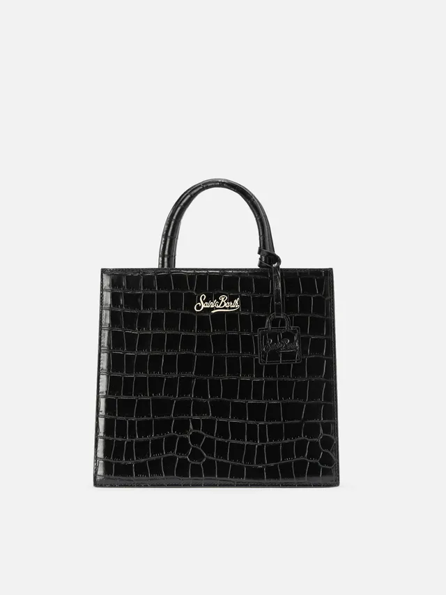 mc2-saint-barth-borsa-shop-bag-midi-in-pelle-stampa-coccodrillo-nera image 1