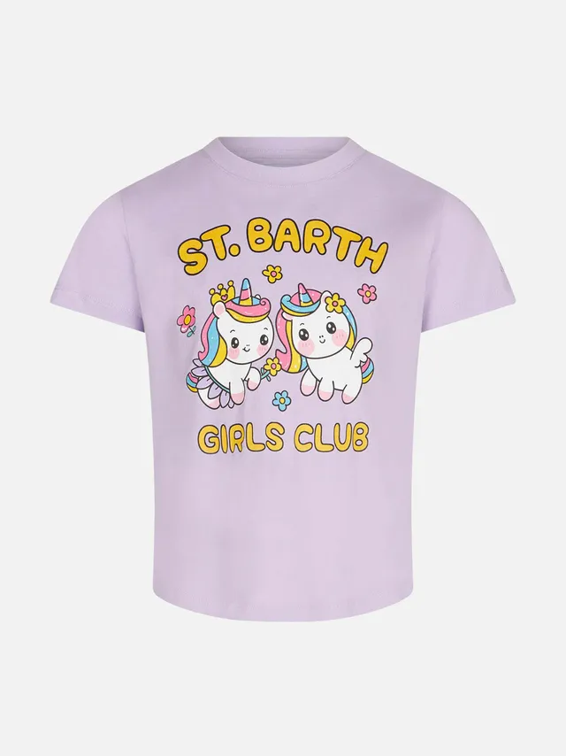 mc2-saint-barth-t-shirt-da-bambina-lilla-cotone-st-barth-girls-club-unicorni image 1