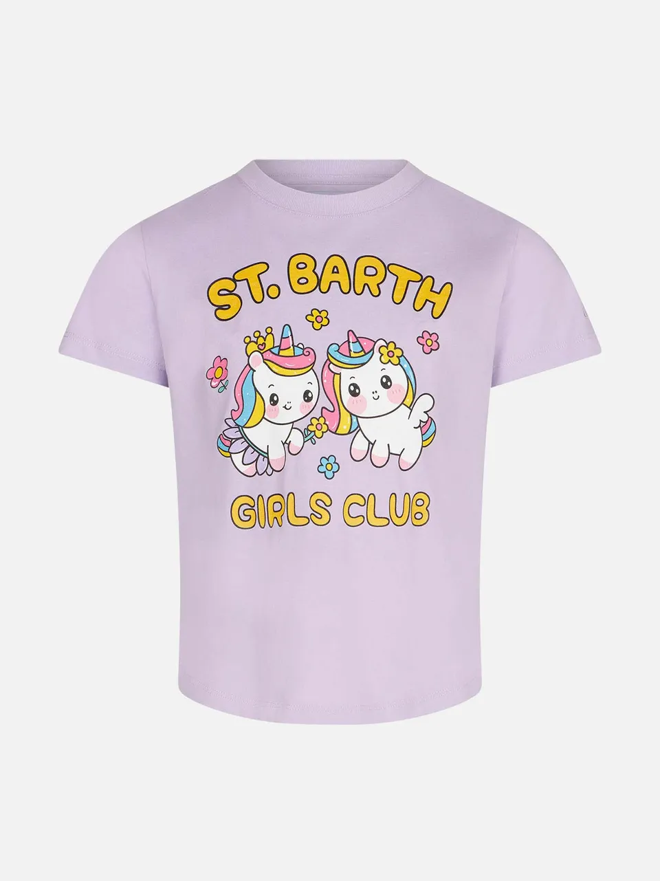 mc2-saint-barth-t-shirt-da-bambina-lilla-cotone-st-barth-girls-club-unicorni image 1