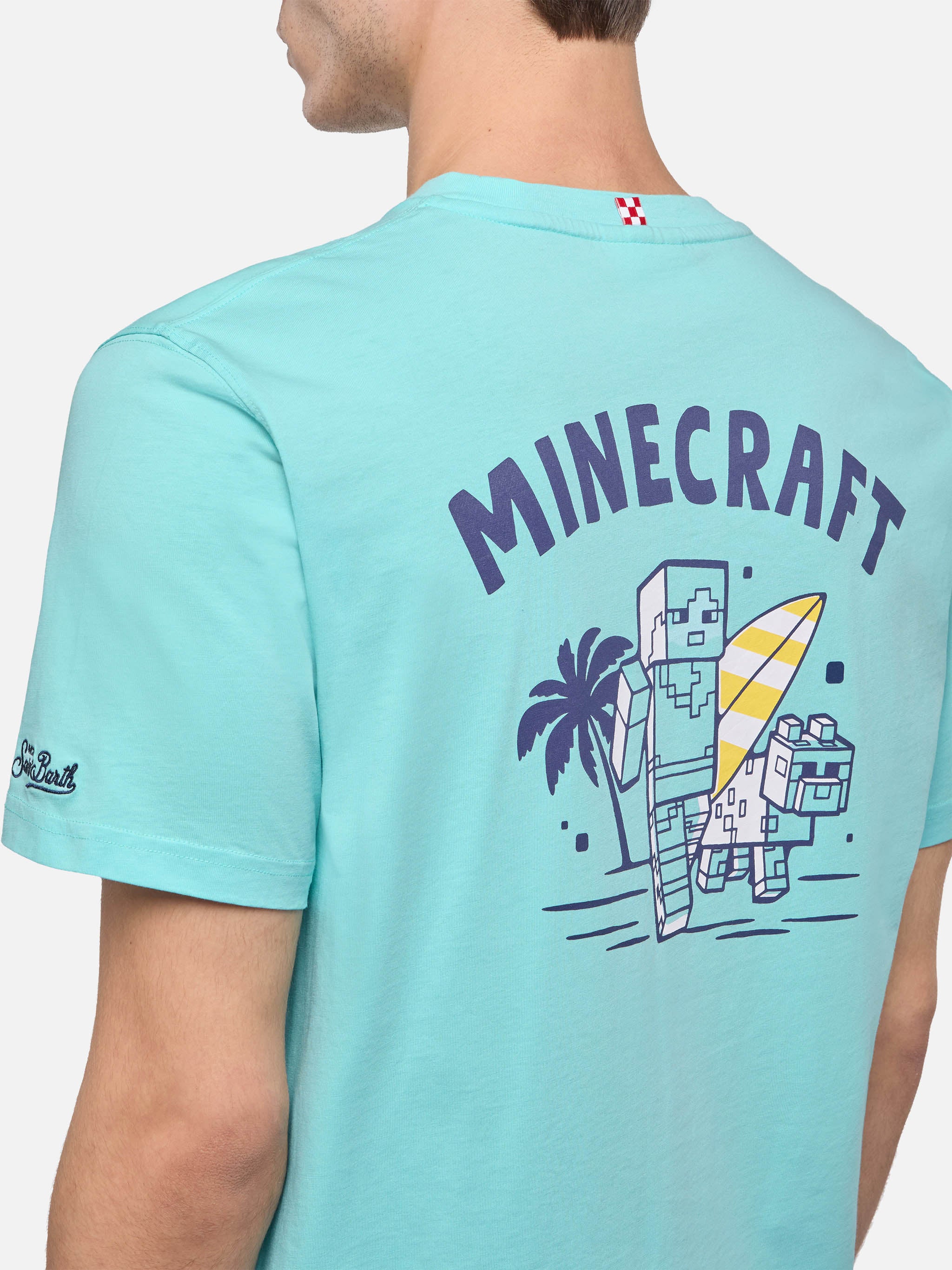 mc2-saint-barth-man-t-shirt-cotone-verde-stampa-minecraft-st-barth-special-editi image 5