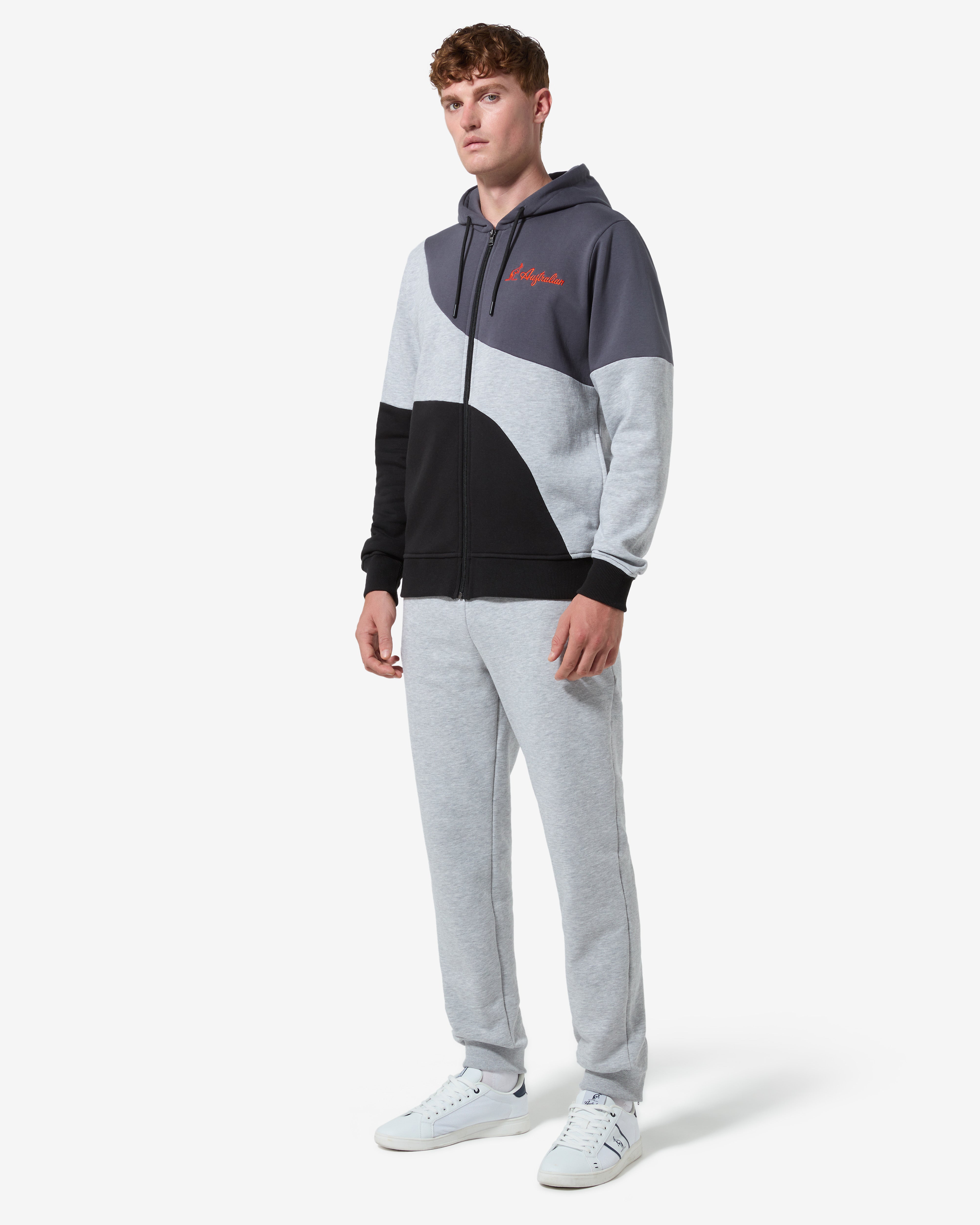 australian-anti-gravity-track-jacket-felpa-grigio-melange-full-zip-con-cappuccio image 2