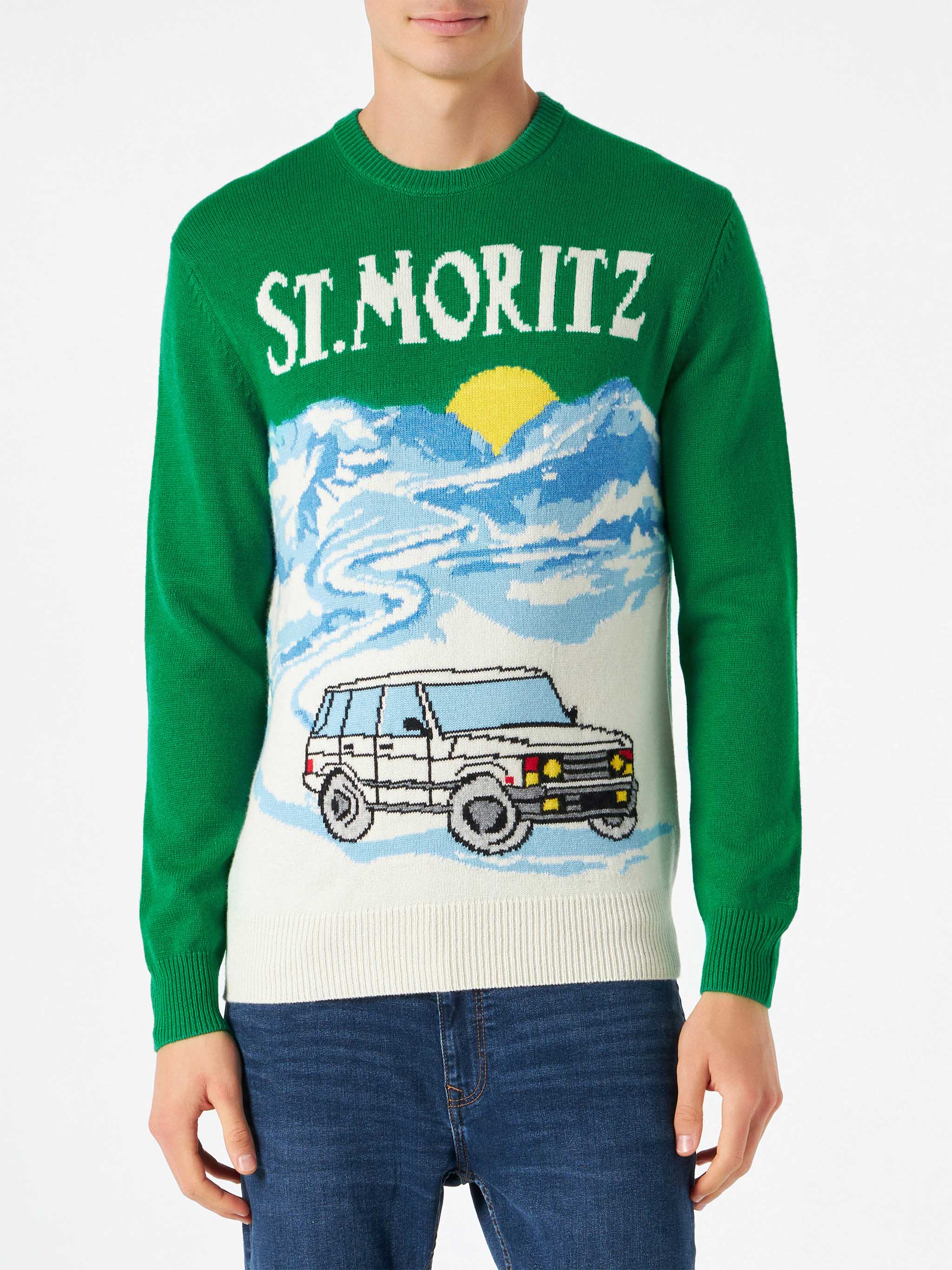 mc2-saint-barth-maglione-heron-uomo-girocollo-st-moritz-jacquard-verde image 2