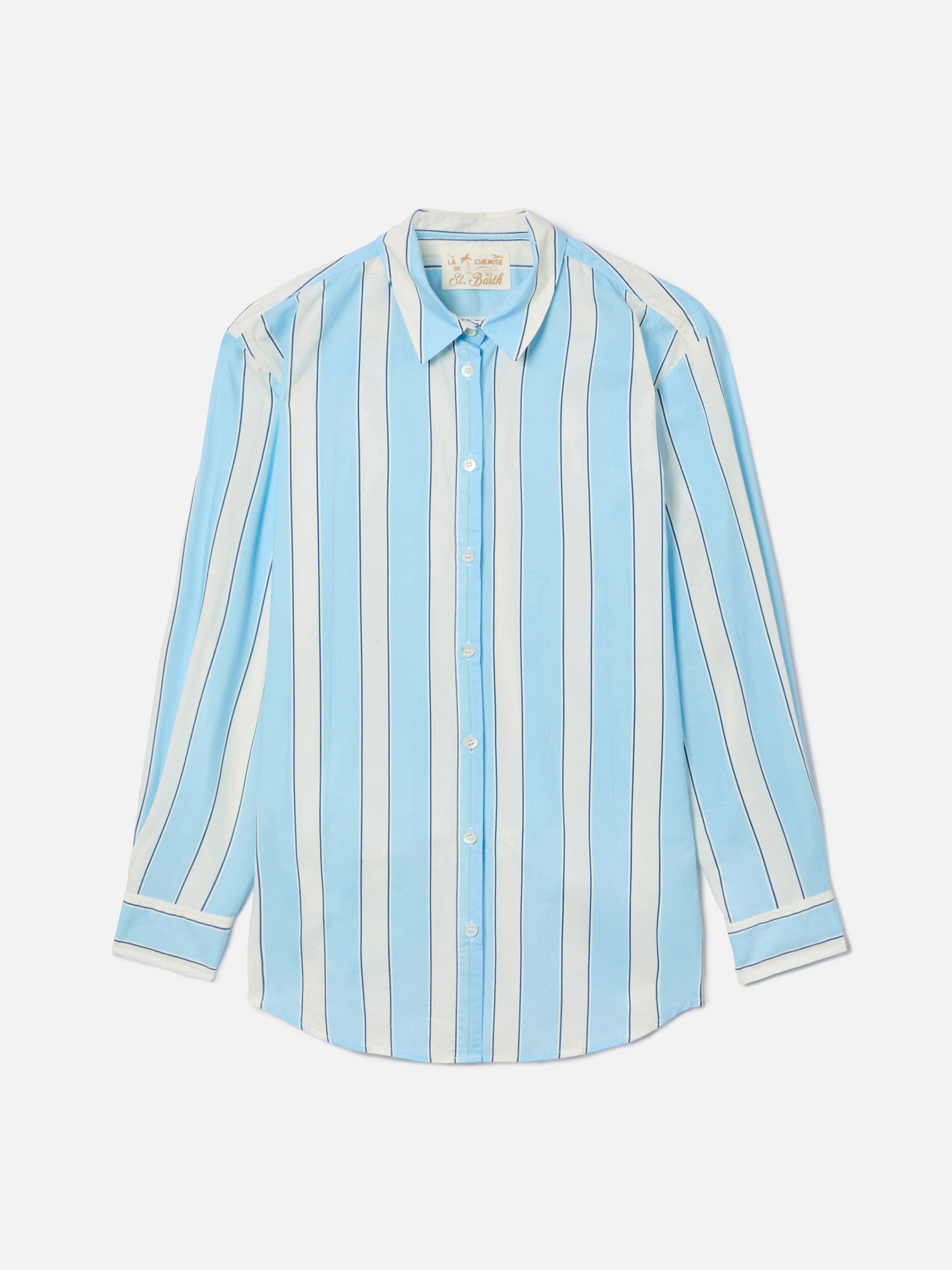 mc2-saint-barth-camicia-brigitte-donna-in-cotone-a-righe-azzurre-con-ricamo-spor image 5