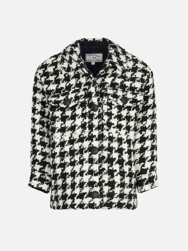 mc2-saint-barth-giacca-overshirt-bambina-pied-de-poule-bianco-nero image 1