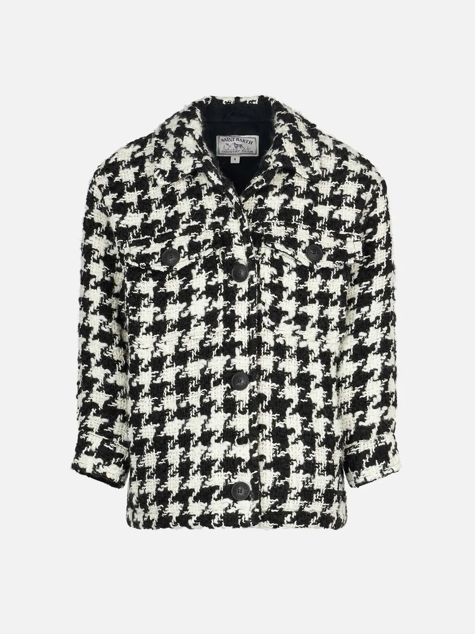 mc2-saint-barth-giacca-overshirt-bambina-pied-de-poule-bianco-nero image 1